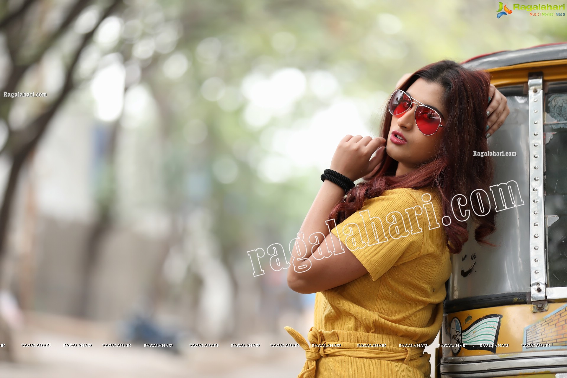 Gunnjan Aras in Yellow High-Waisted Self Tie Belt Long Pant Exclusive Photo Shoot