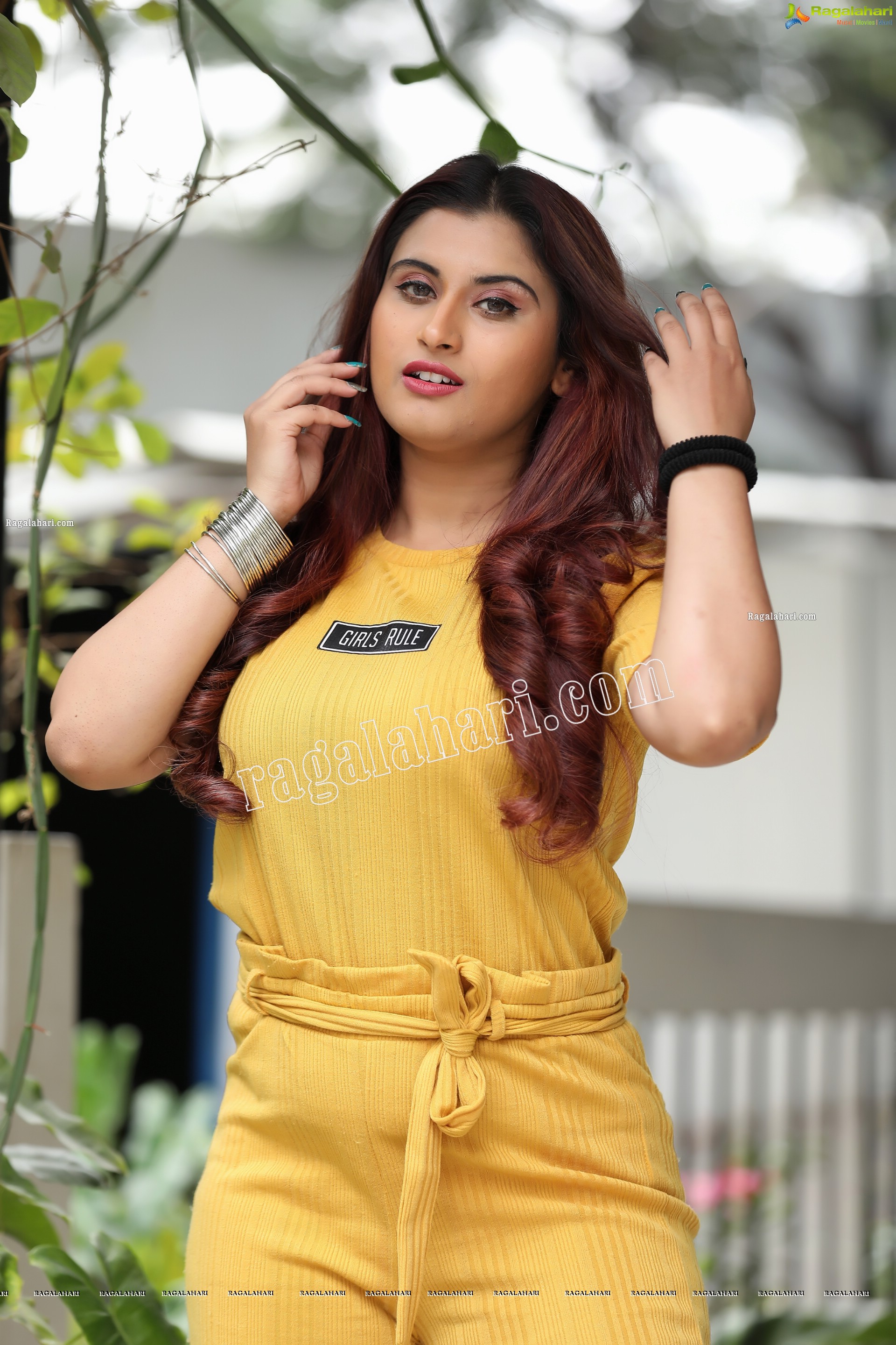 Gunnjan Aras in Yellow High-Waisted Self Tie Belt Long Pant Exclusive Photo Shoot