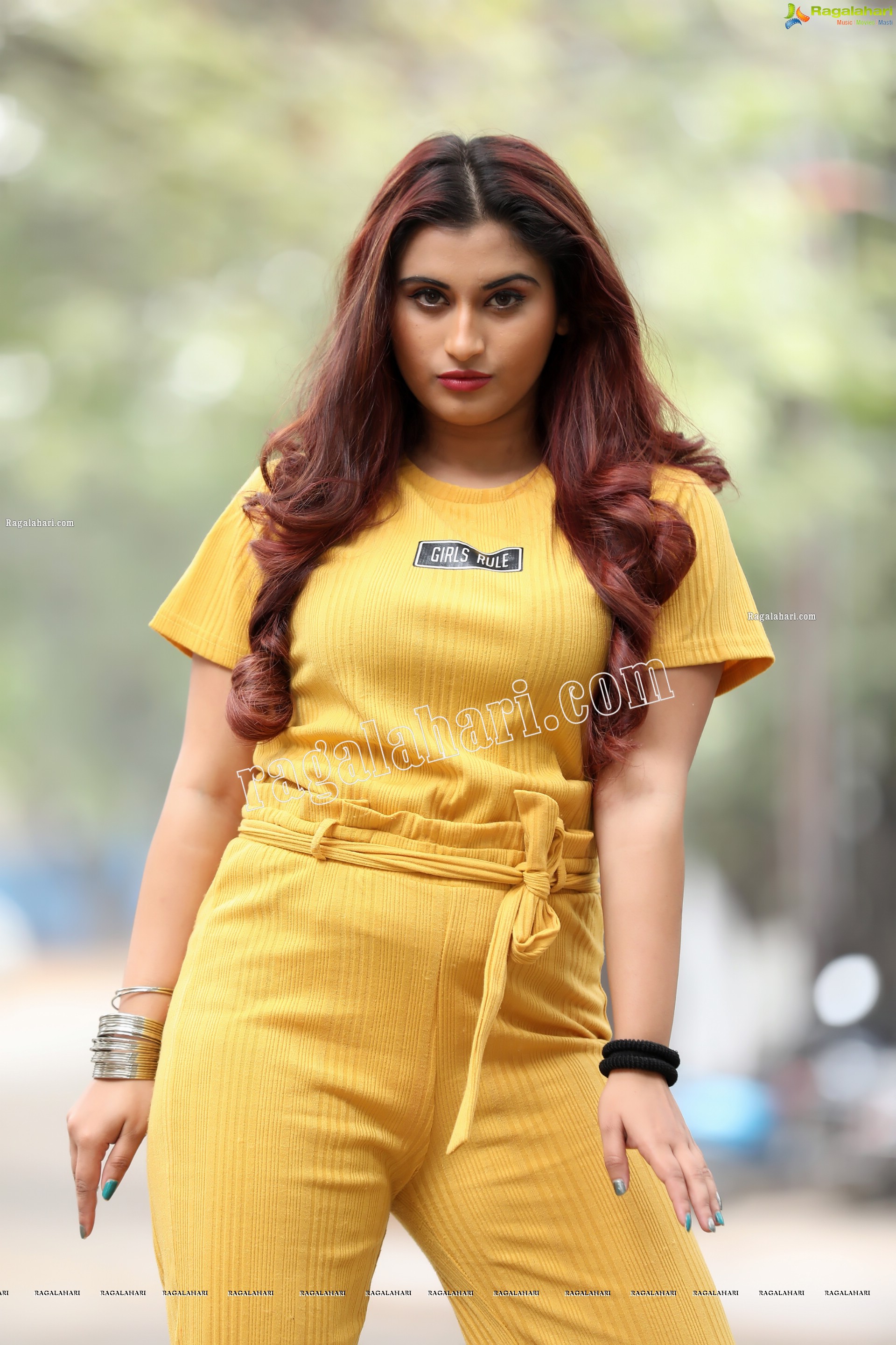 Gunnjan Aras in Yellow High-Waisted Self Tie Belt Long Pant Exclusive Photo Shoot