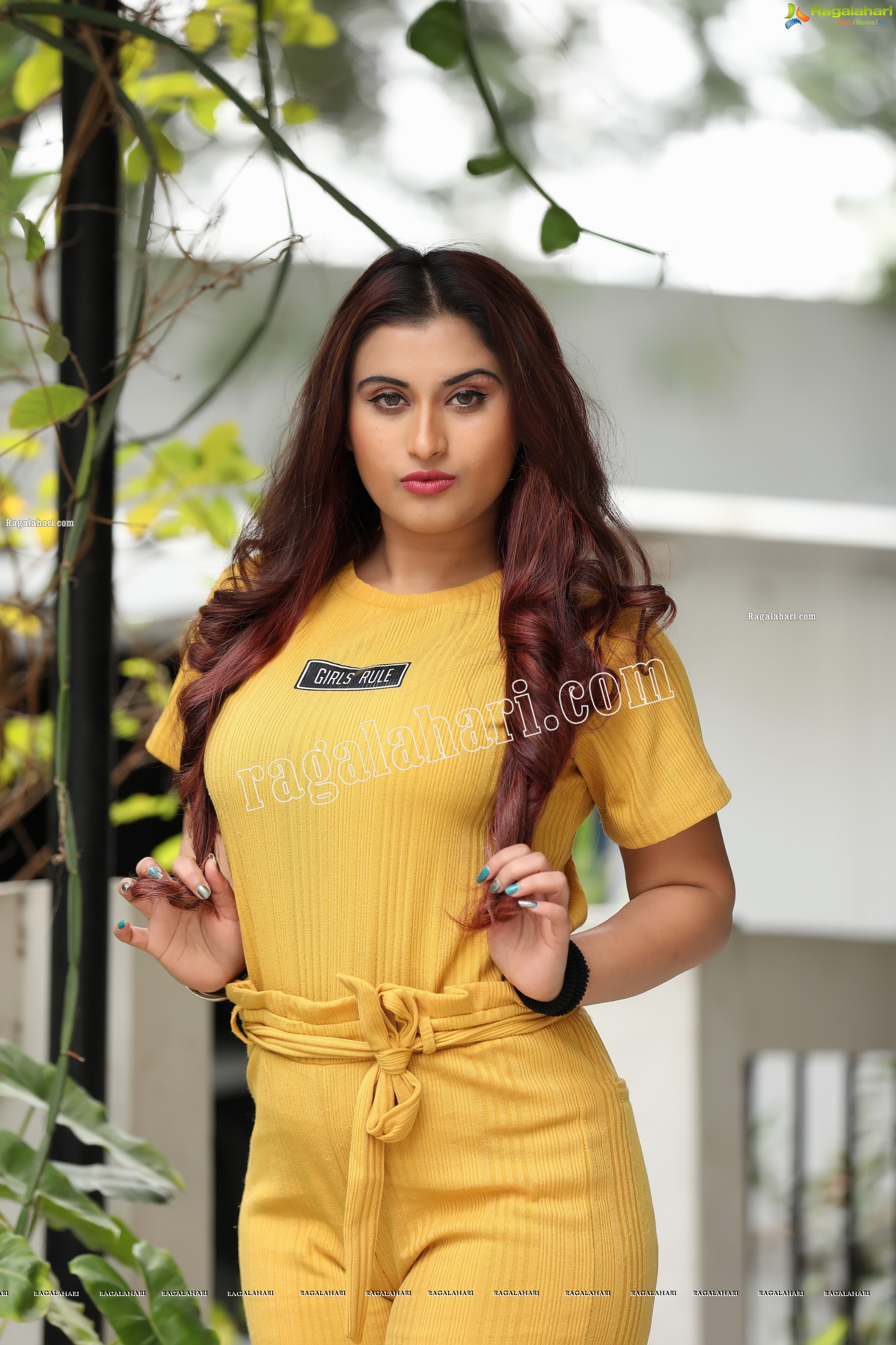 Gunnjan Aras in Yellow High-Waisted Self Tie Belt Long Pant Exclusive Photo Shoot