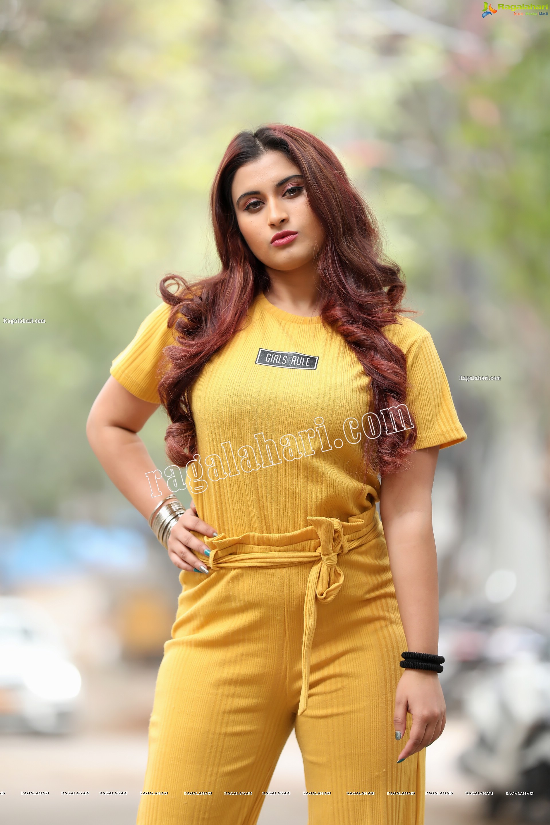 Gunnjan Aras in Yellow High-Waisted Self Tie Belt Long Pant Exclusive Photo Shoot