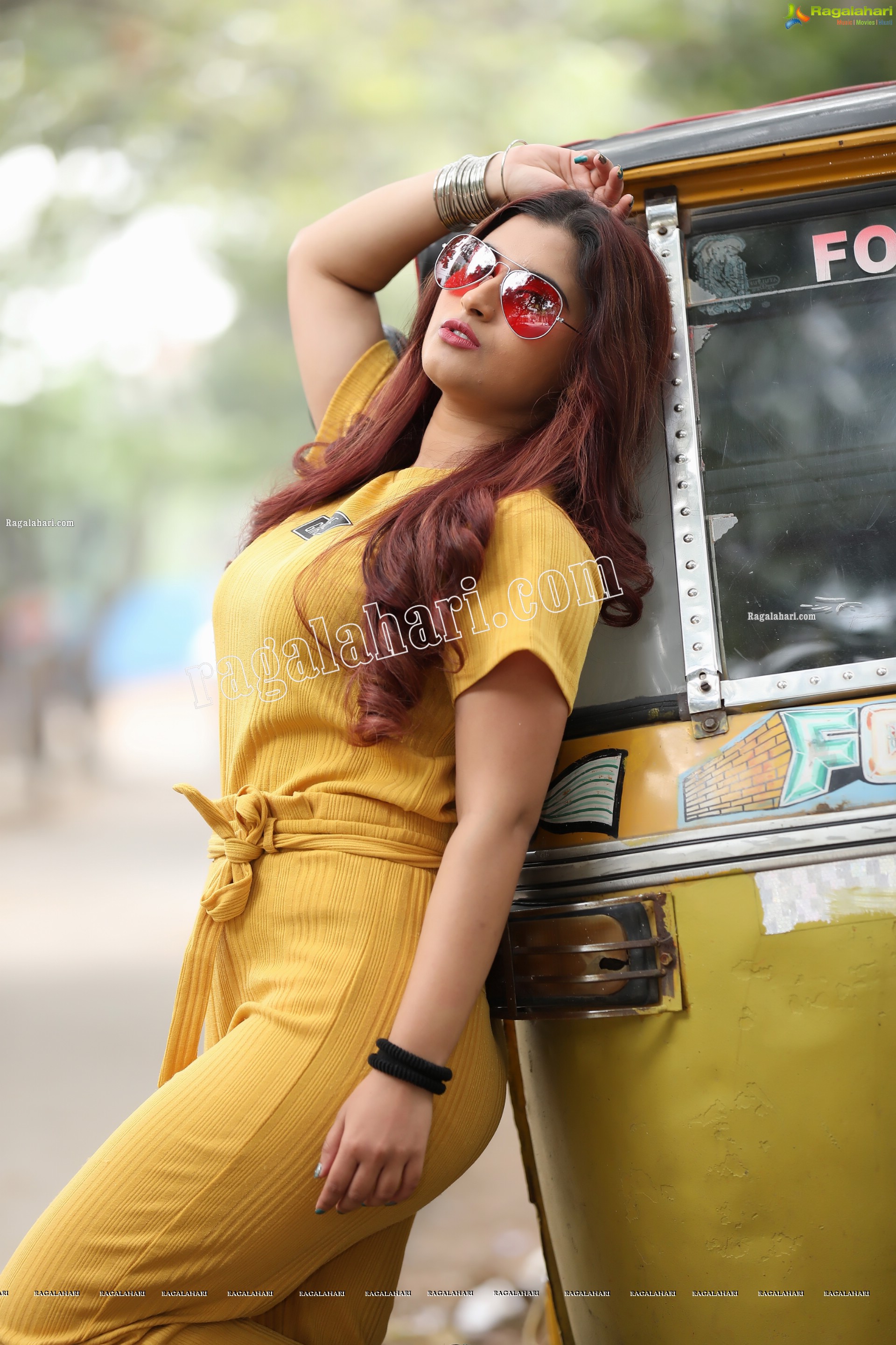 Gunnjan Aras in Yellow High-Waisted Self Tie Belt Long Pant Exclusive Photo Shoot