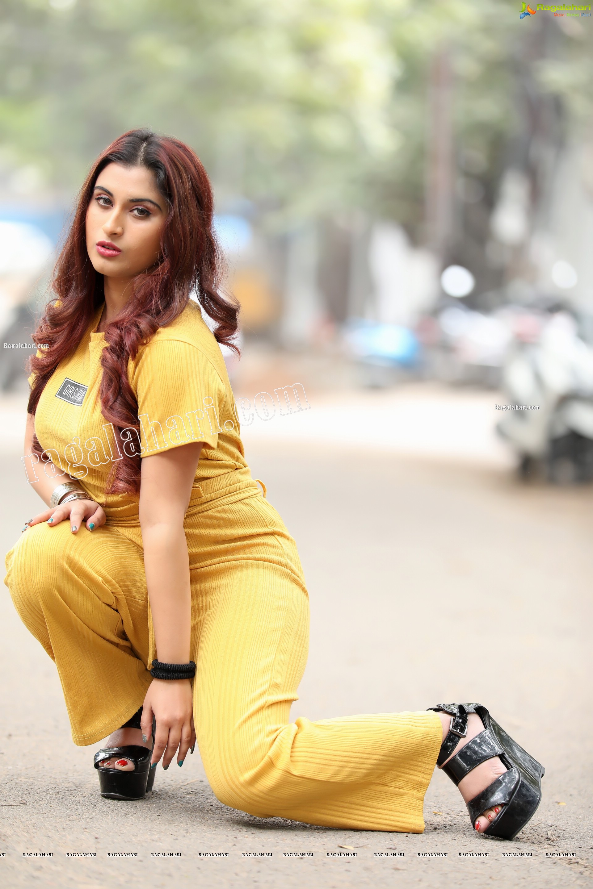 Gunnjan Aras in Yellow High-Waisted Self Tie Belt Long Pant Exclusive Photo Shoot