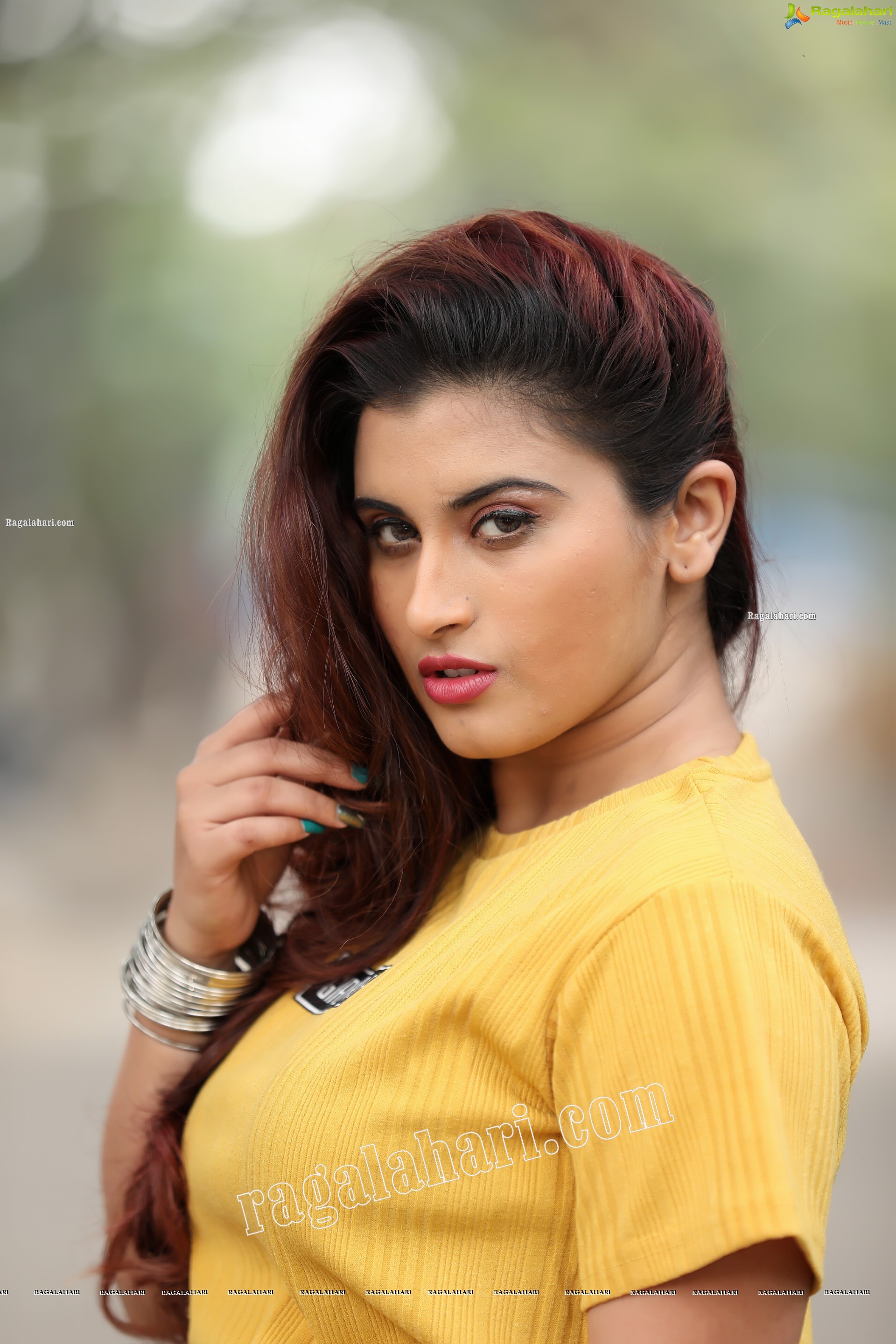 Gunnjan Aras in Yellow High-Waisted Self Tie Belt Long Pant Exclusive Photo Shoot