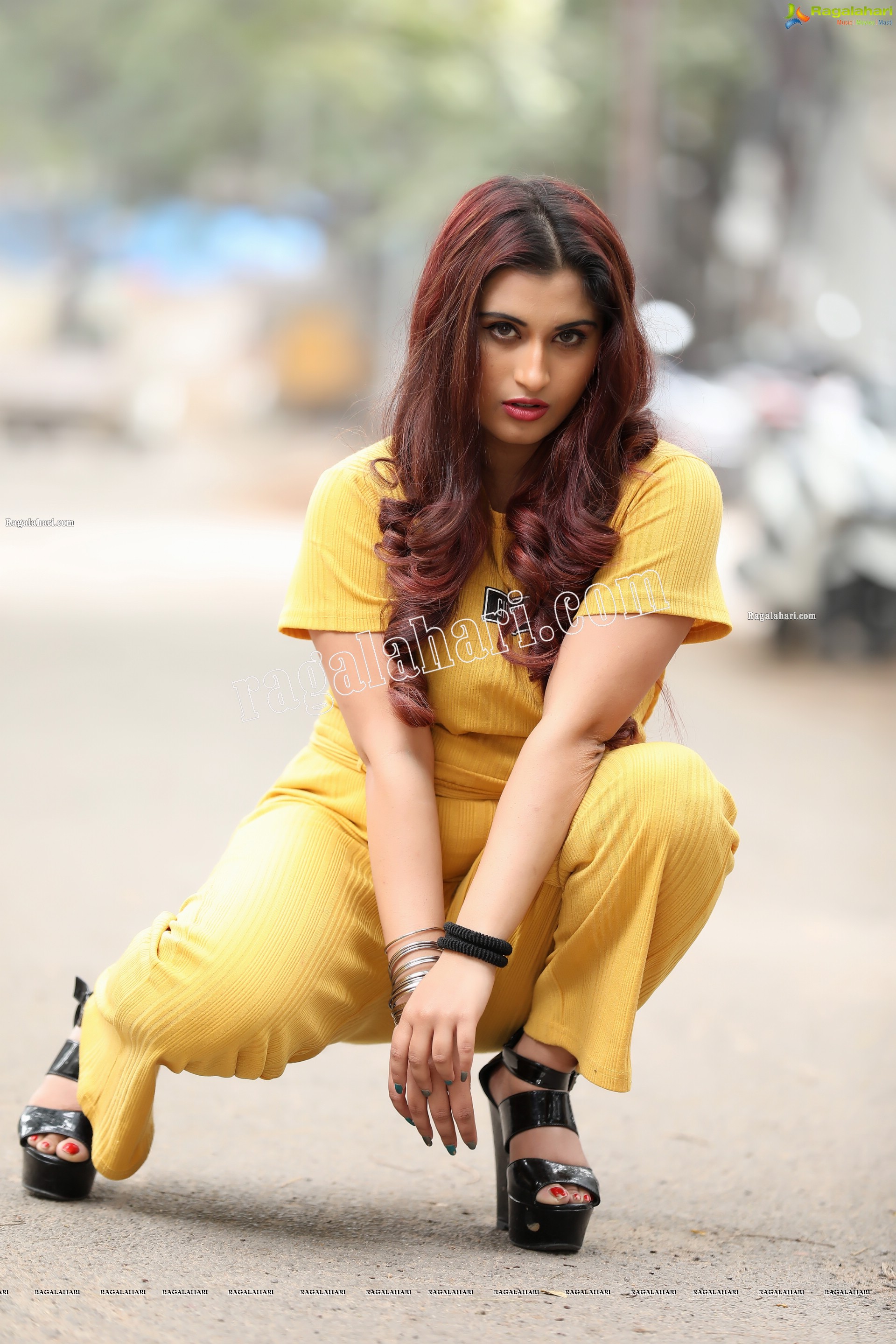 Gunnjan Aras in Yellow High-Waisted Self Tie Belt Long Pant Exclusive Photo Shoot