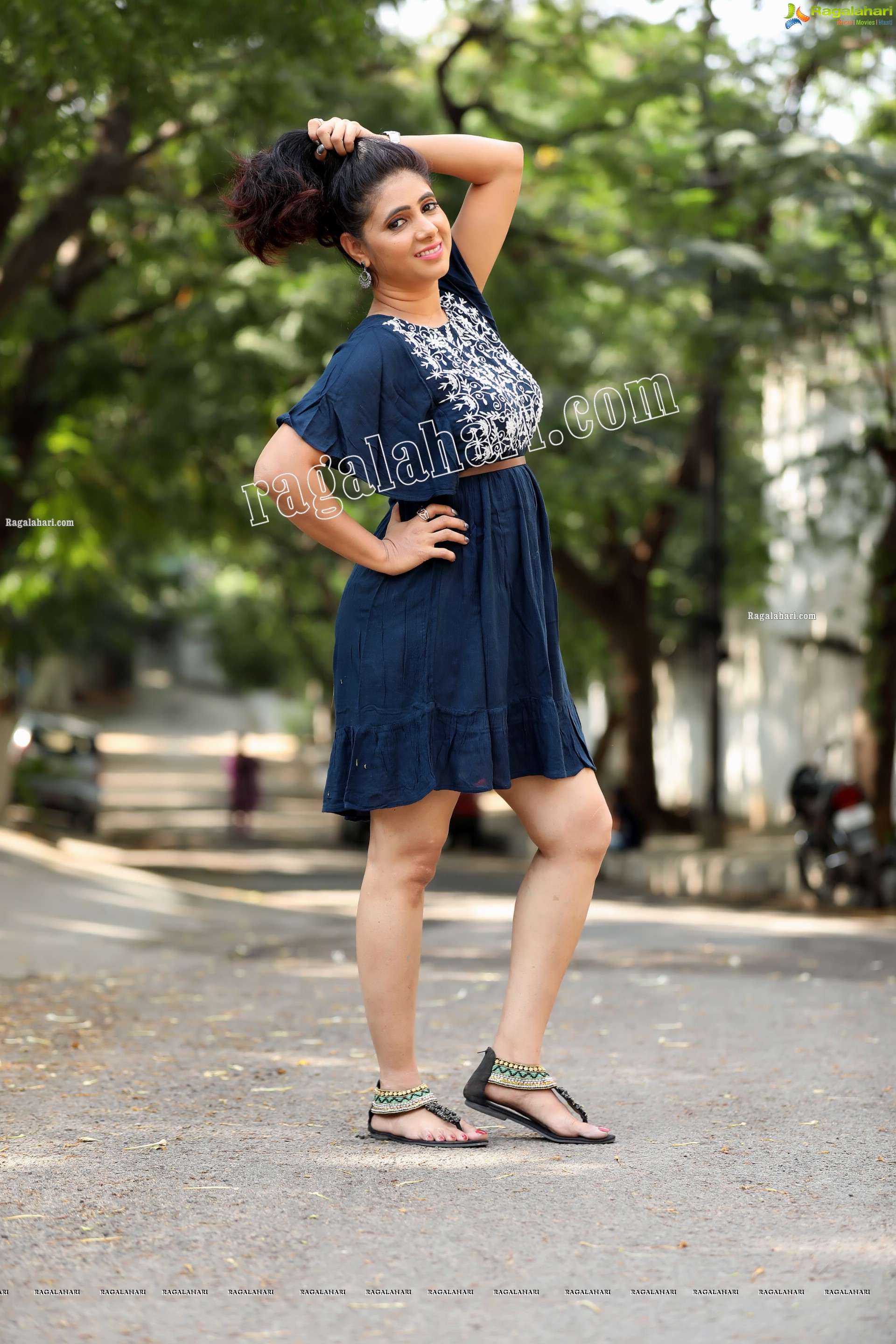Kavya Prathyusha in Hot Pink Tee and Denim Shorts Exclusive Photo Shoot