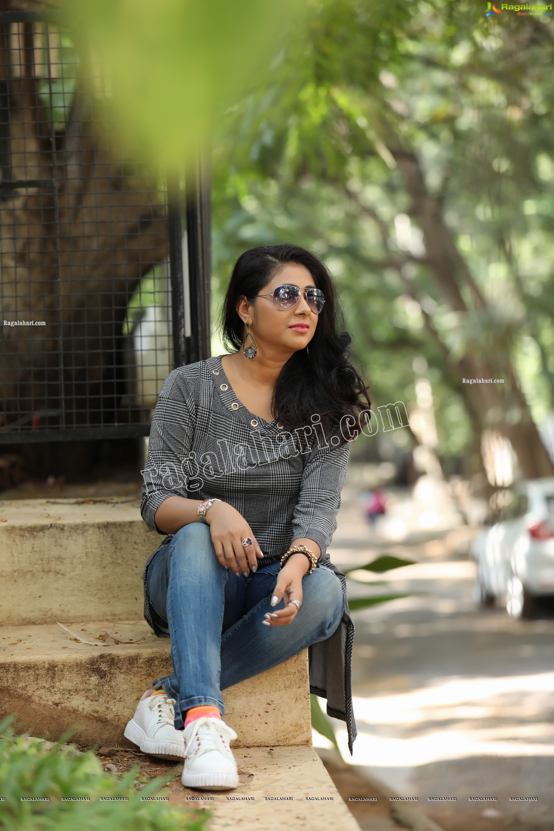 Kavya Prathyusha in Tomato Red Tee and Jeans Exclusive Photo Shoot