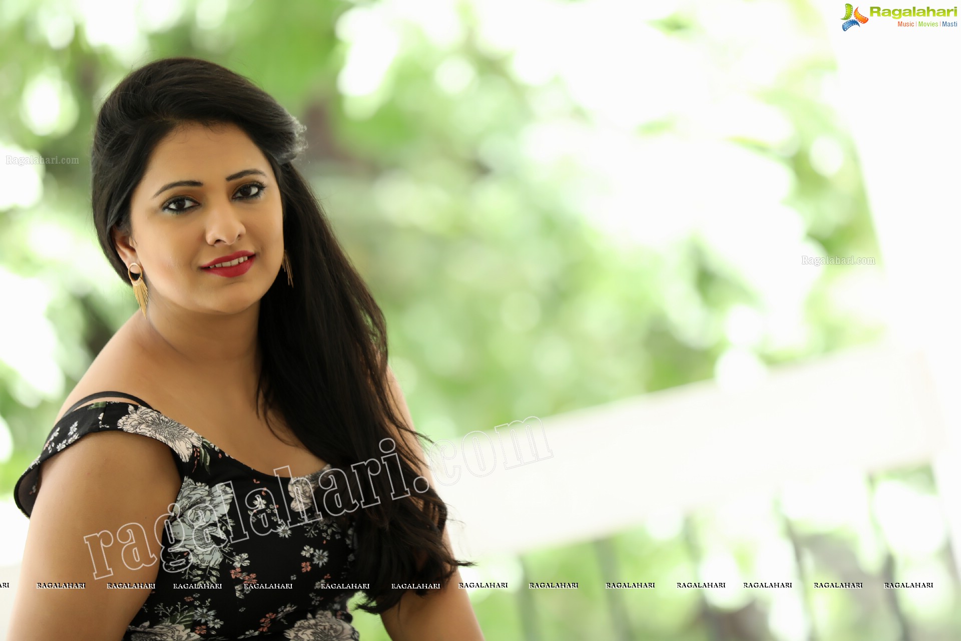 Nikita Bisht in Black Floral Print Mini Dress Exclusive Photo Shoot