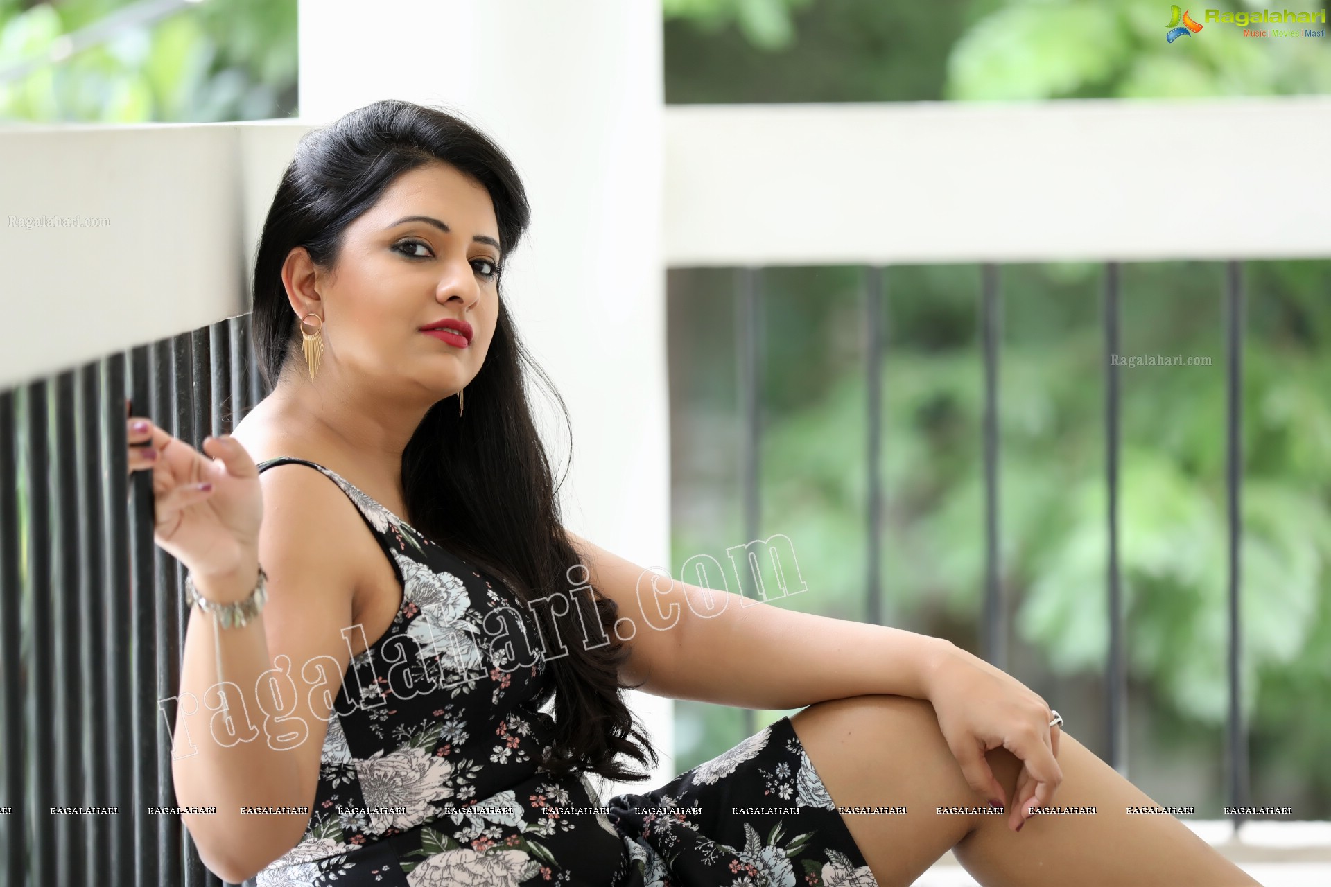 Nikita Bisht in Black Floral Print Mini Dress Exclusive Photo Shoot