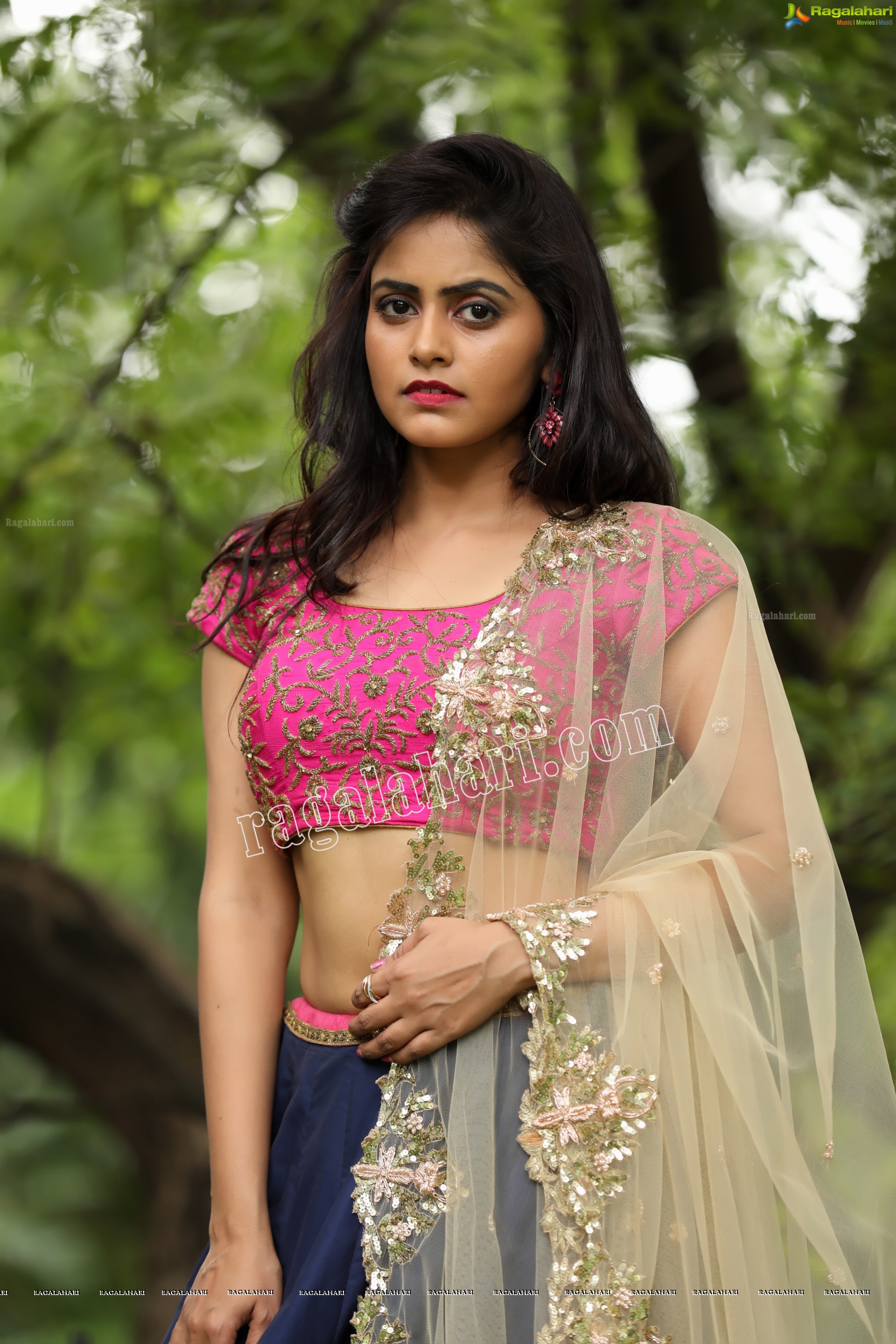 Pragya Nayan in Navy Blue and Pink Lehenga Choli Exclusive Photo Shoot