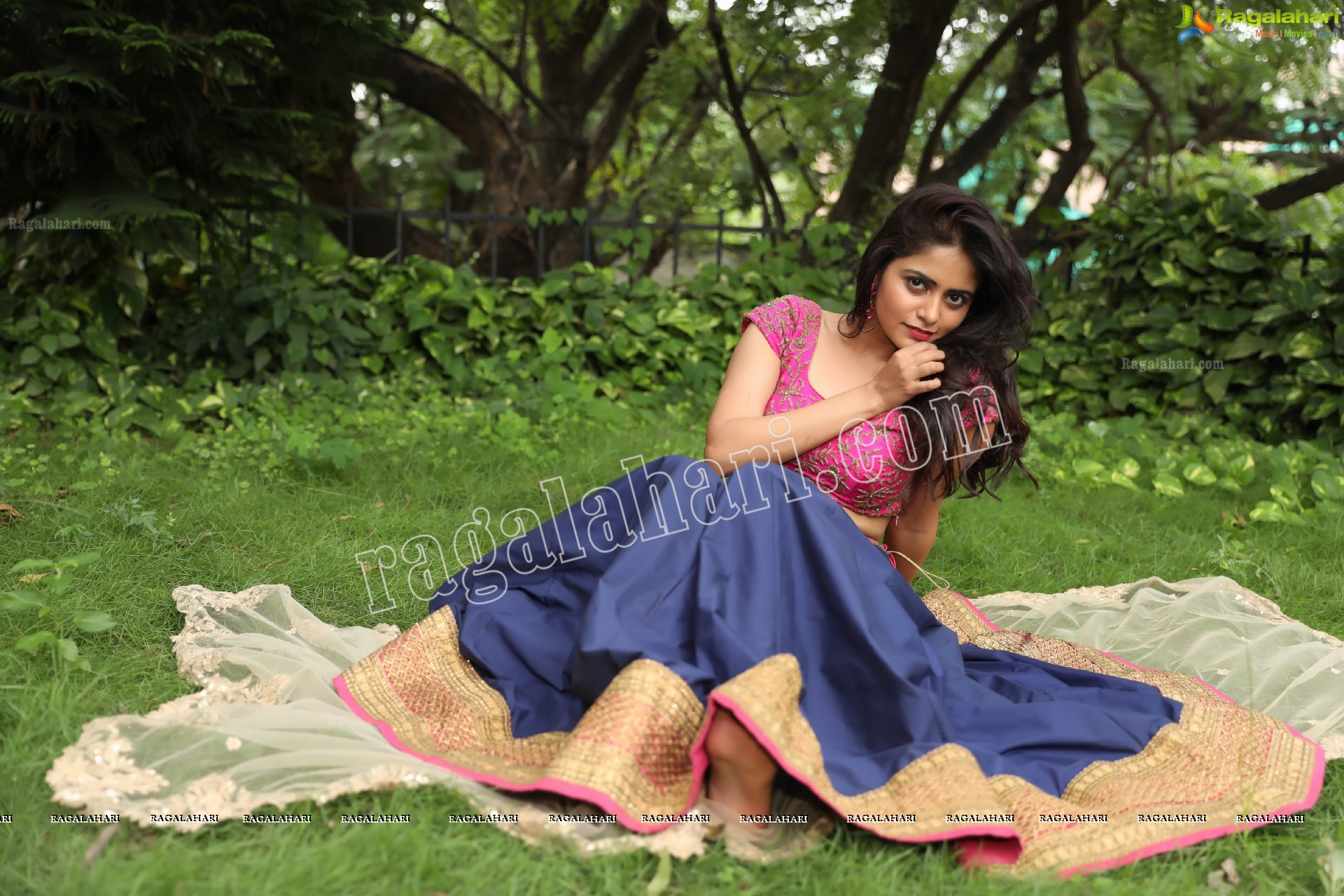 Pragya Nayan in Navy Blue and Pink Lehenga Choli Exclusive Photo Shoot