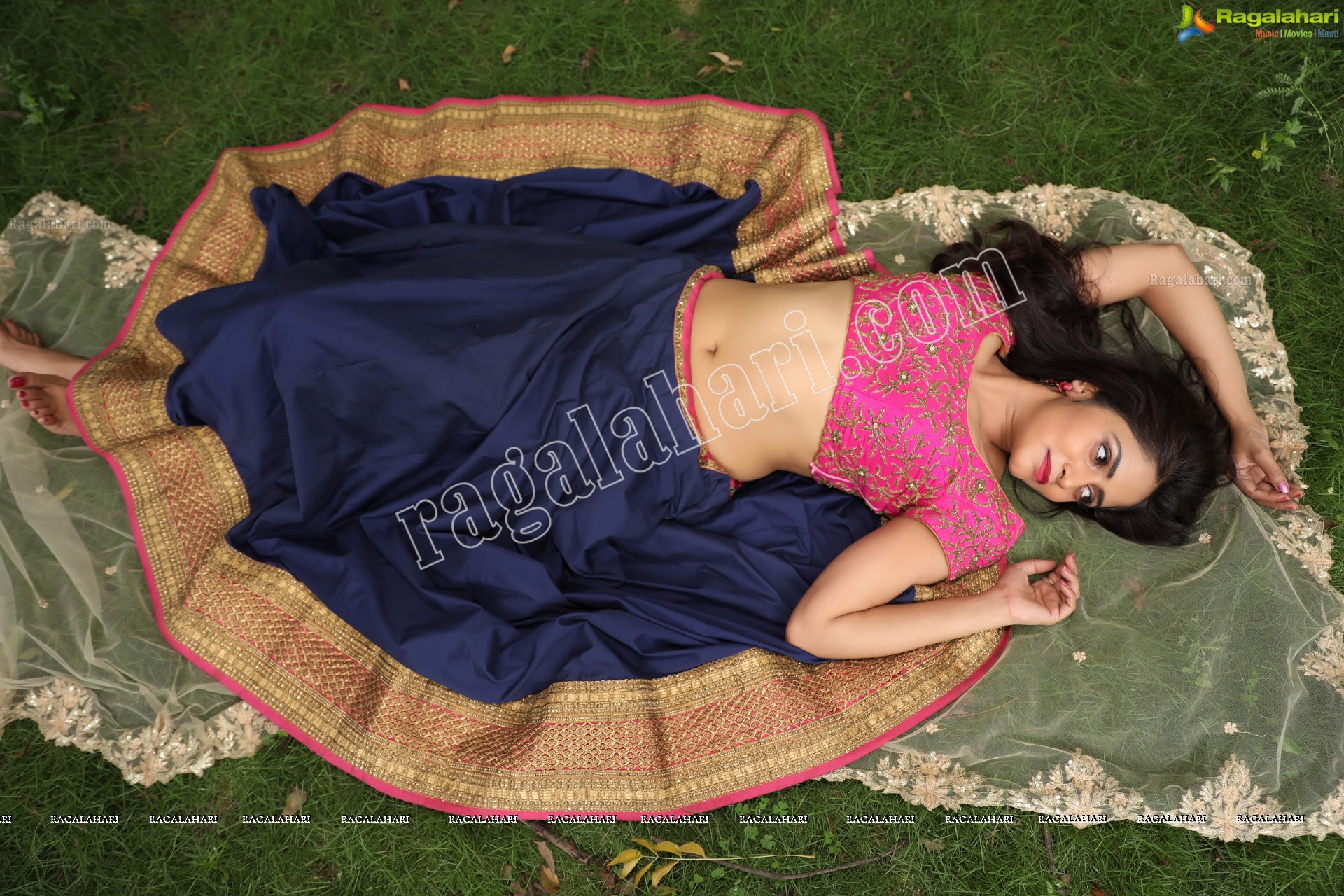 Pragya Nayan in Navy Blue and Pink Lehenga Choli Exclusive Photo Shoot