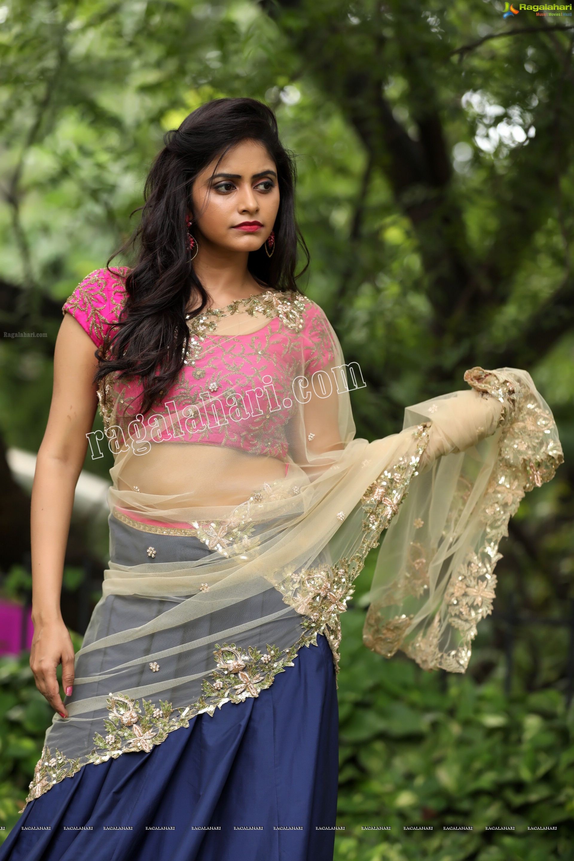 Pragya Nayan in Navy Blue and Pink Lehenga Choli Exclusive Photo Shoot