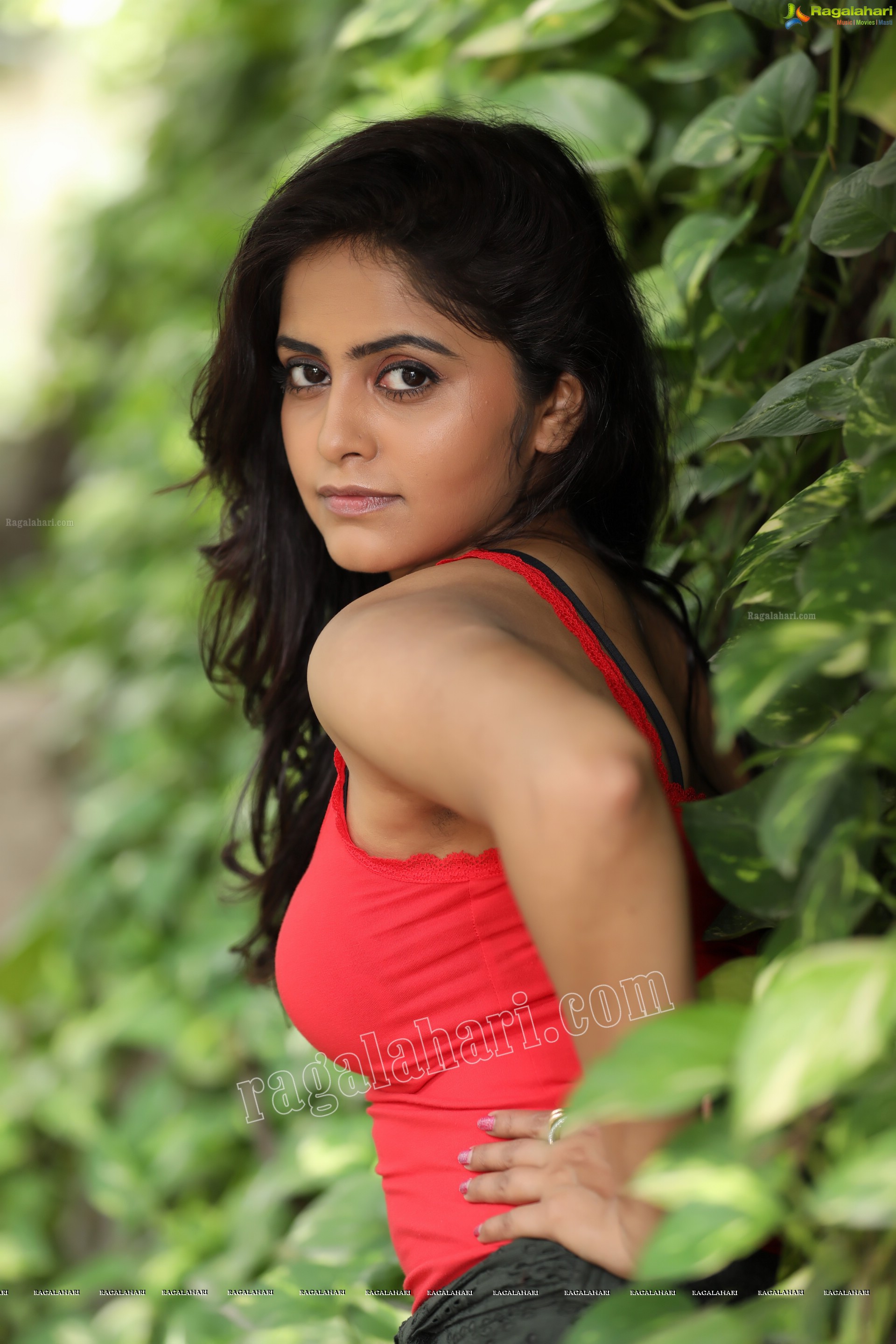 Pragya Nayan in Red Tank Top and Black Mini Skirt Exclusive Photo Shoot