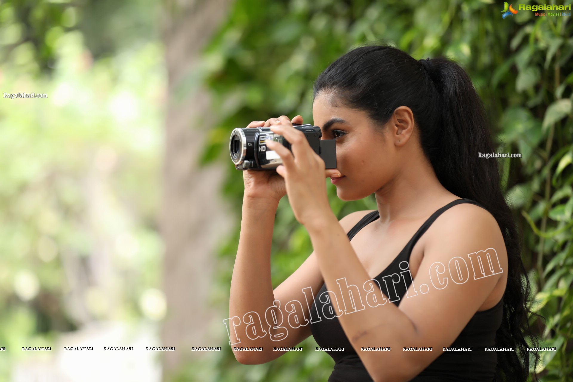 Saafi Kaur in Black Tank Top and Denim Shorts Exclusive Photo Shoot