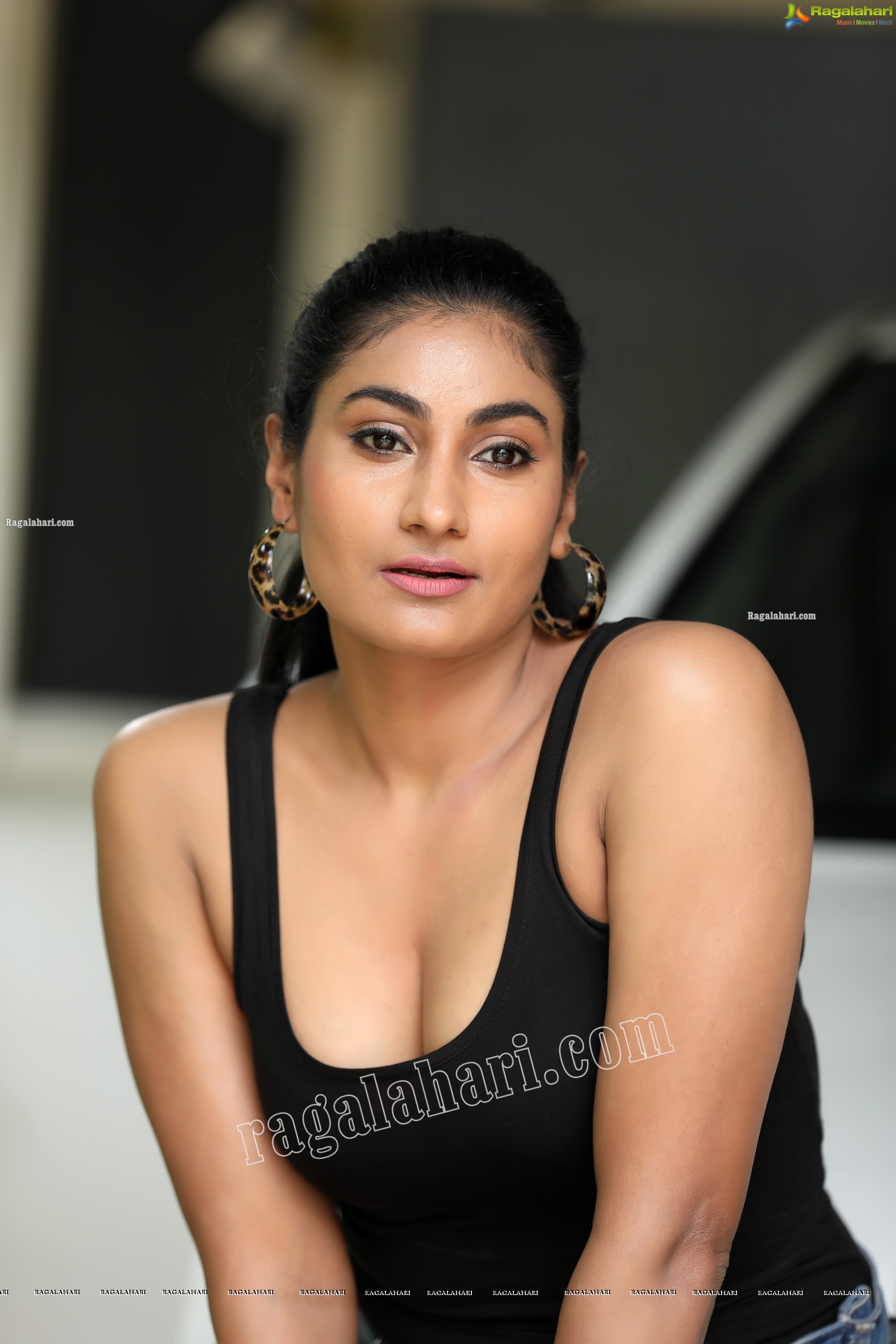 Saafi Kaur in Black Tank Top and Denim Shorts Exclusive Photo Shoot