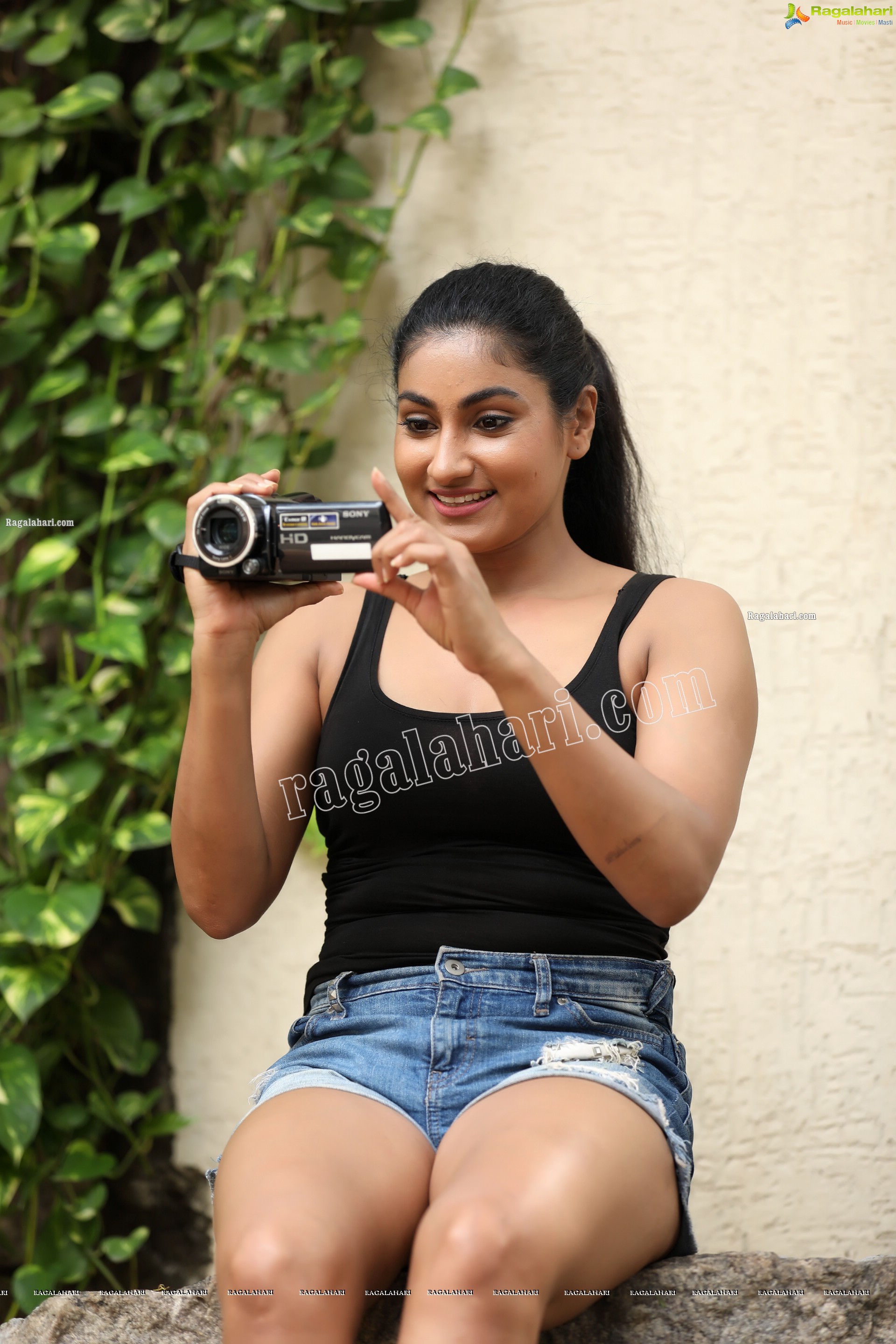 Saafi Kaur in Black Tank Top and Denim Shorts Exclusive Photo Shoot