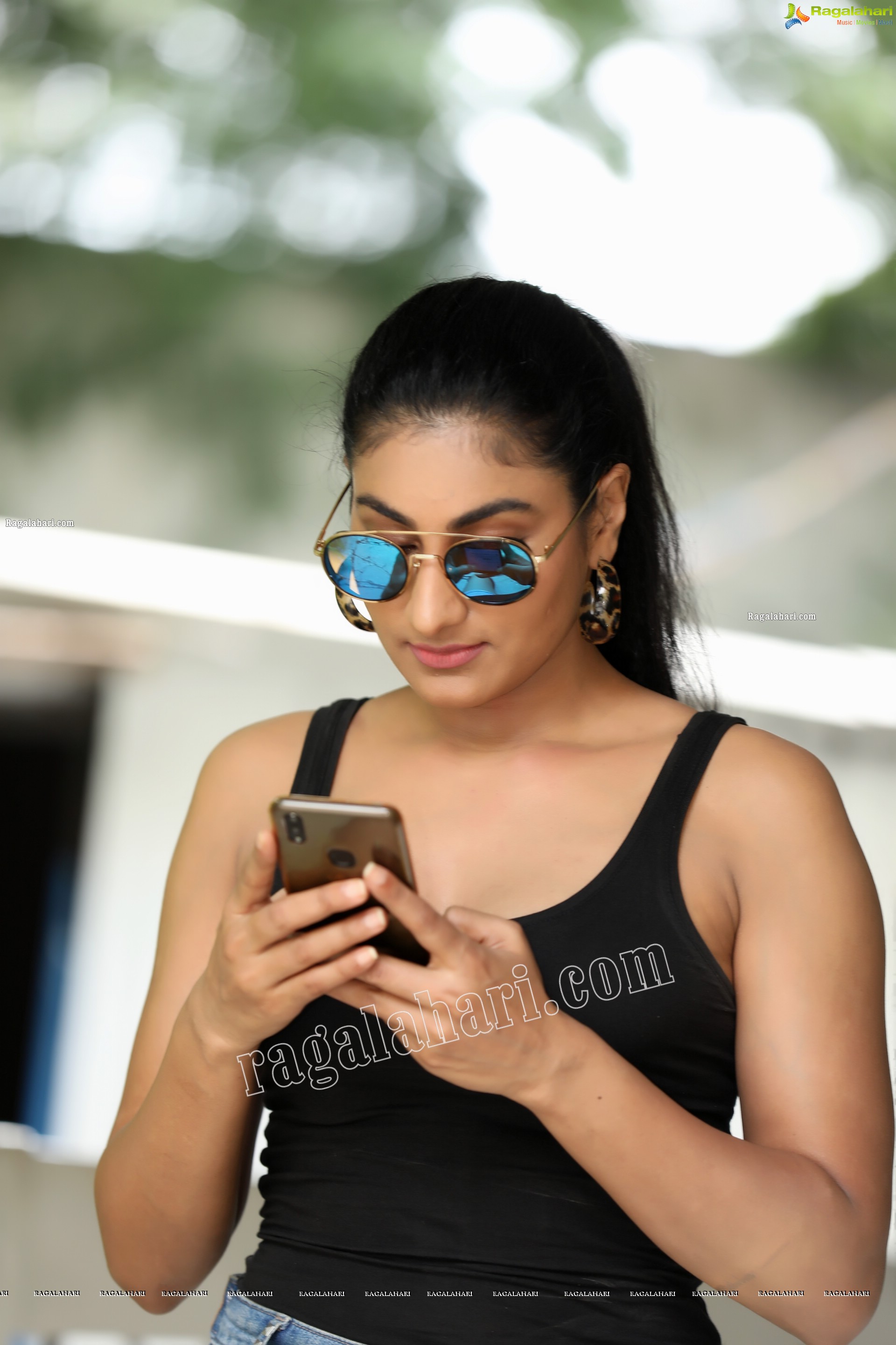 Saafi Kaur in Black Tank Top and Denim Shorts Exclusive Photo Shoot