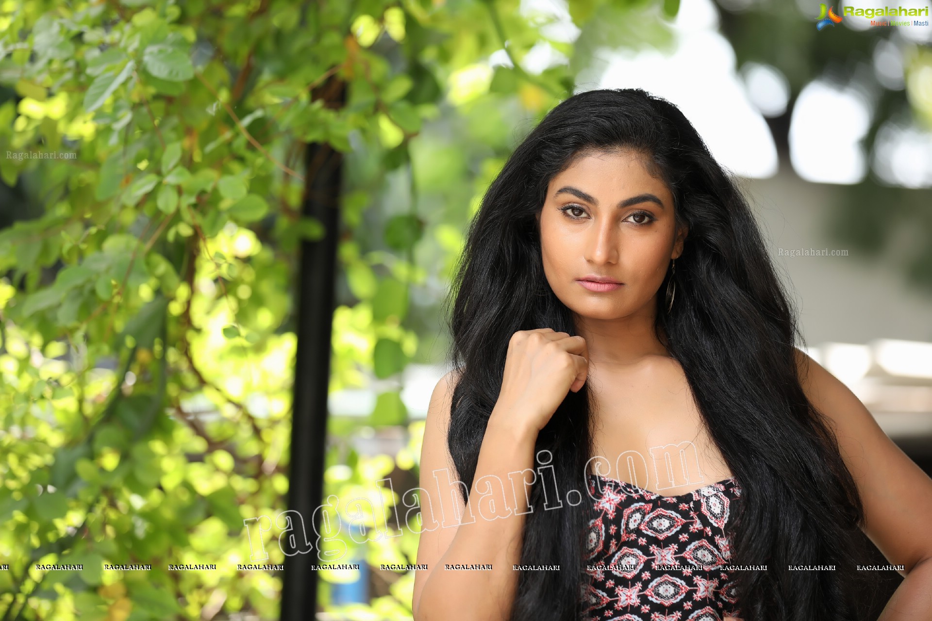 Saafi Kaur in Black Off-Shoulder Tribal Geo Printed Dress Exclusive Photo Shoot