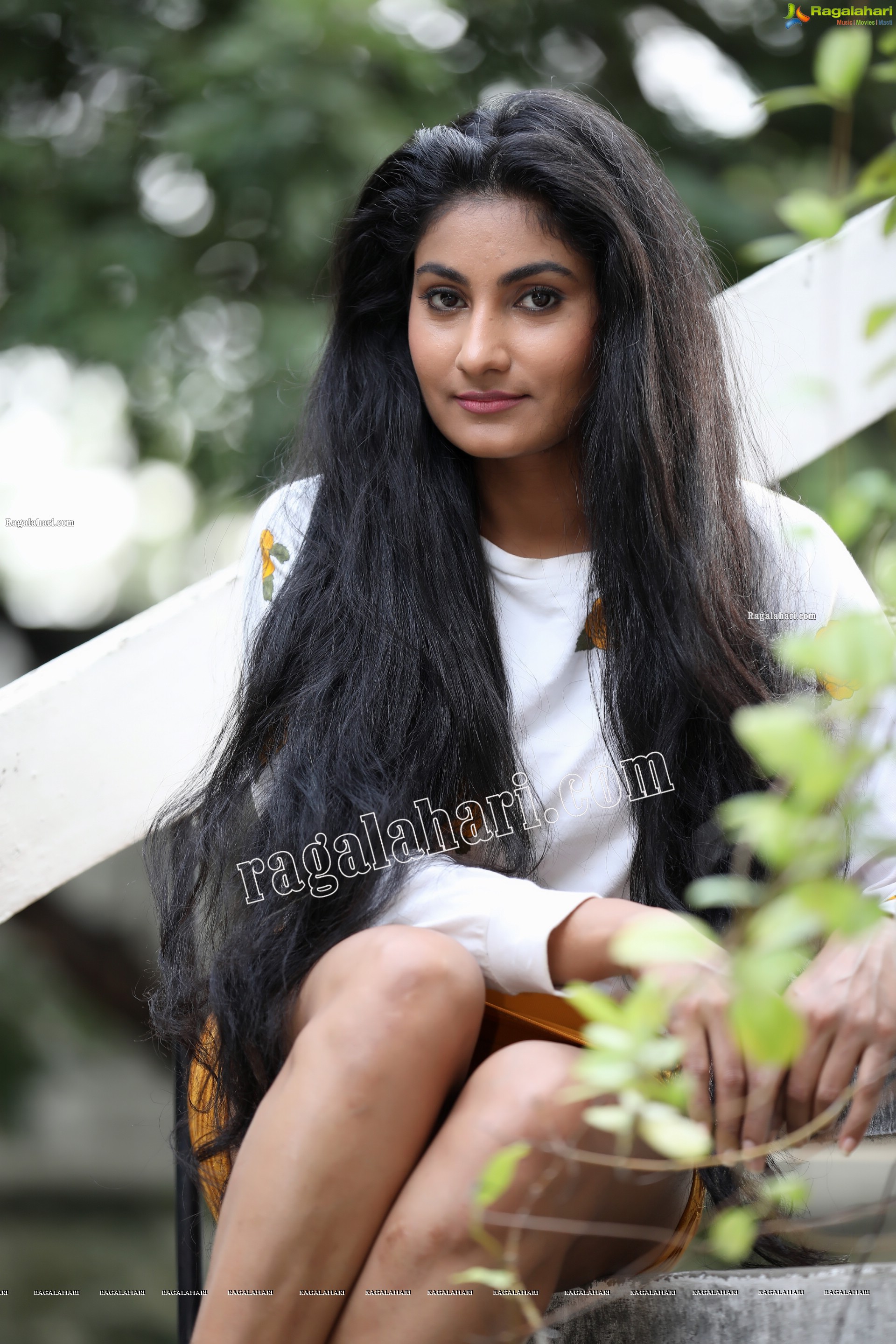 Saafi Kaur in Yellow Mini Skirt and White Floral Top Exclusive Photo Shoot