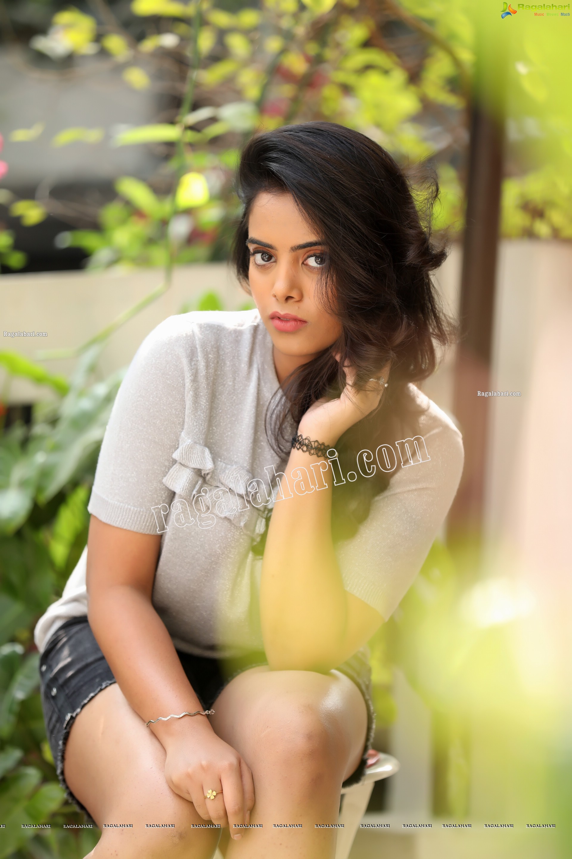 Sameera Reddy G in Gray T-Shirt and Black Shorts Exclusive Photo Shoot