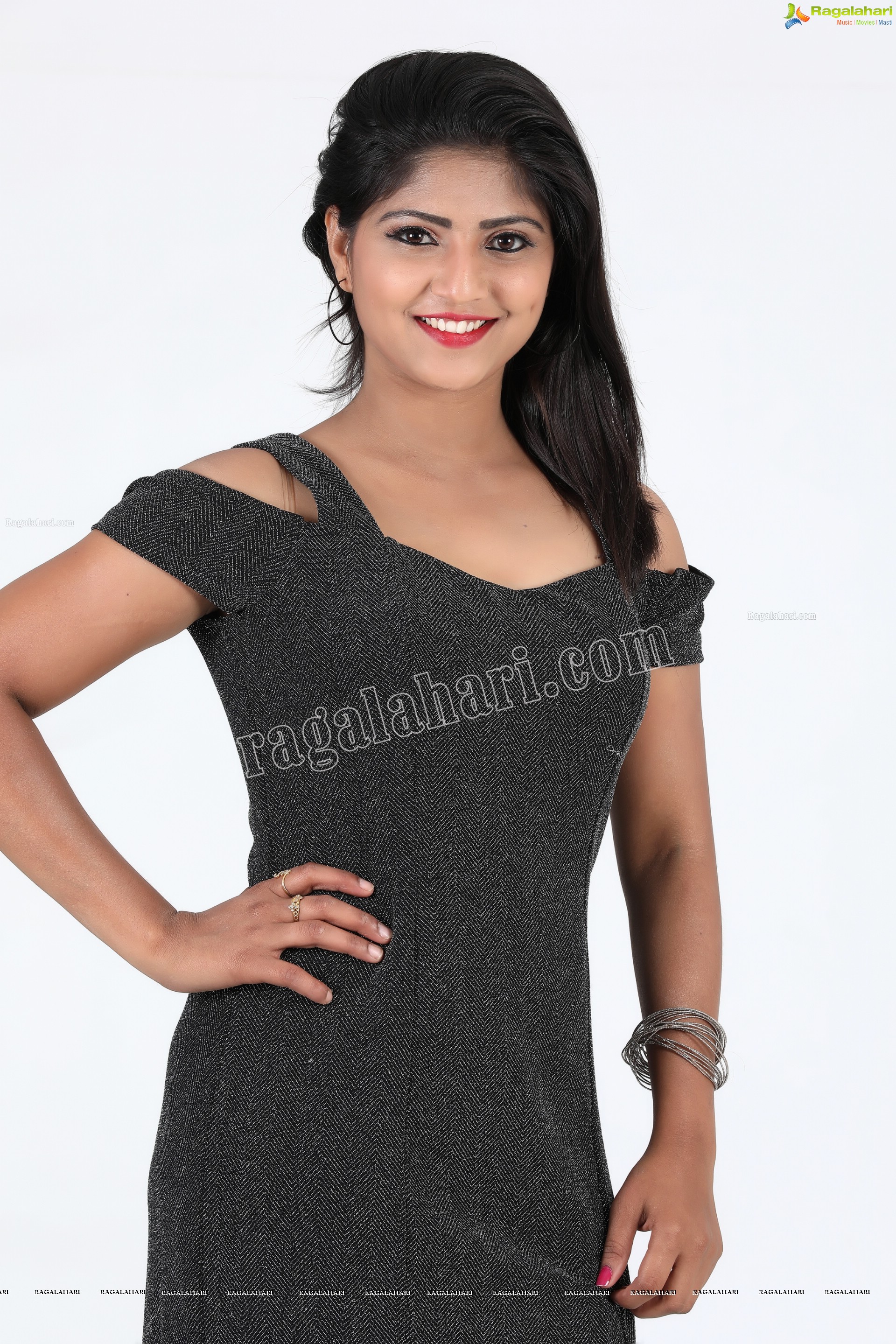 Shabeena Shaik in Carbon Black Bodycon Dress Exclusive Photo Shoot