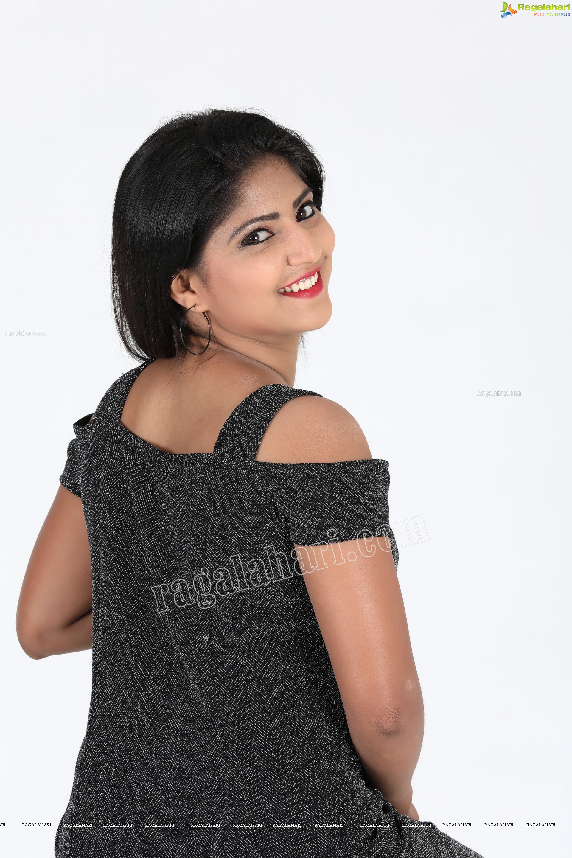 Shabeena Shaik in Carbon Black Bodycon Dress Exclusive Photo Shoot