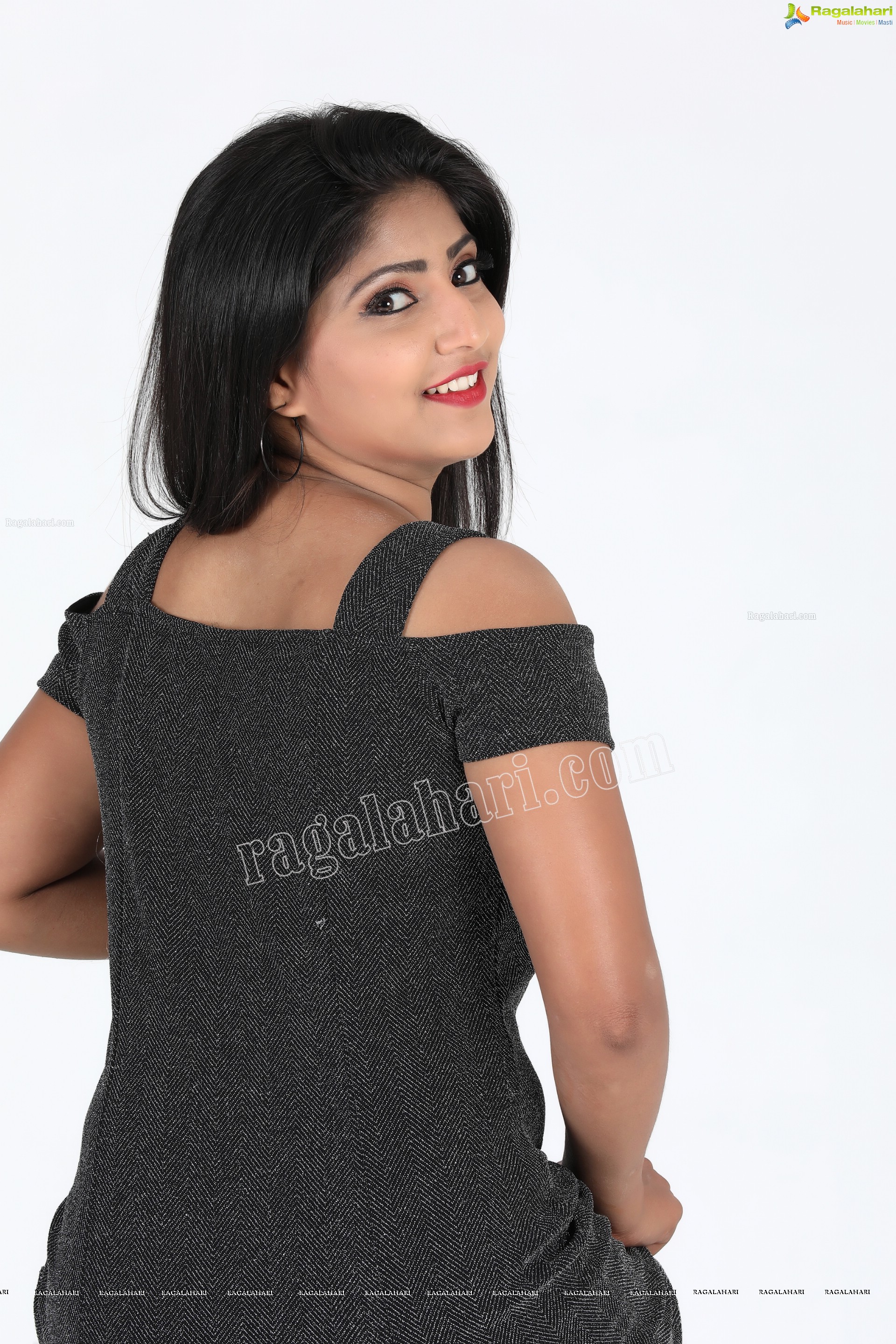 Shabeena Shaik in Carbon Black Bodycon Dress Exclusive Photo Shoot