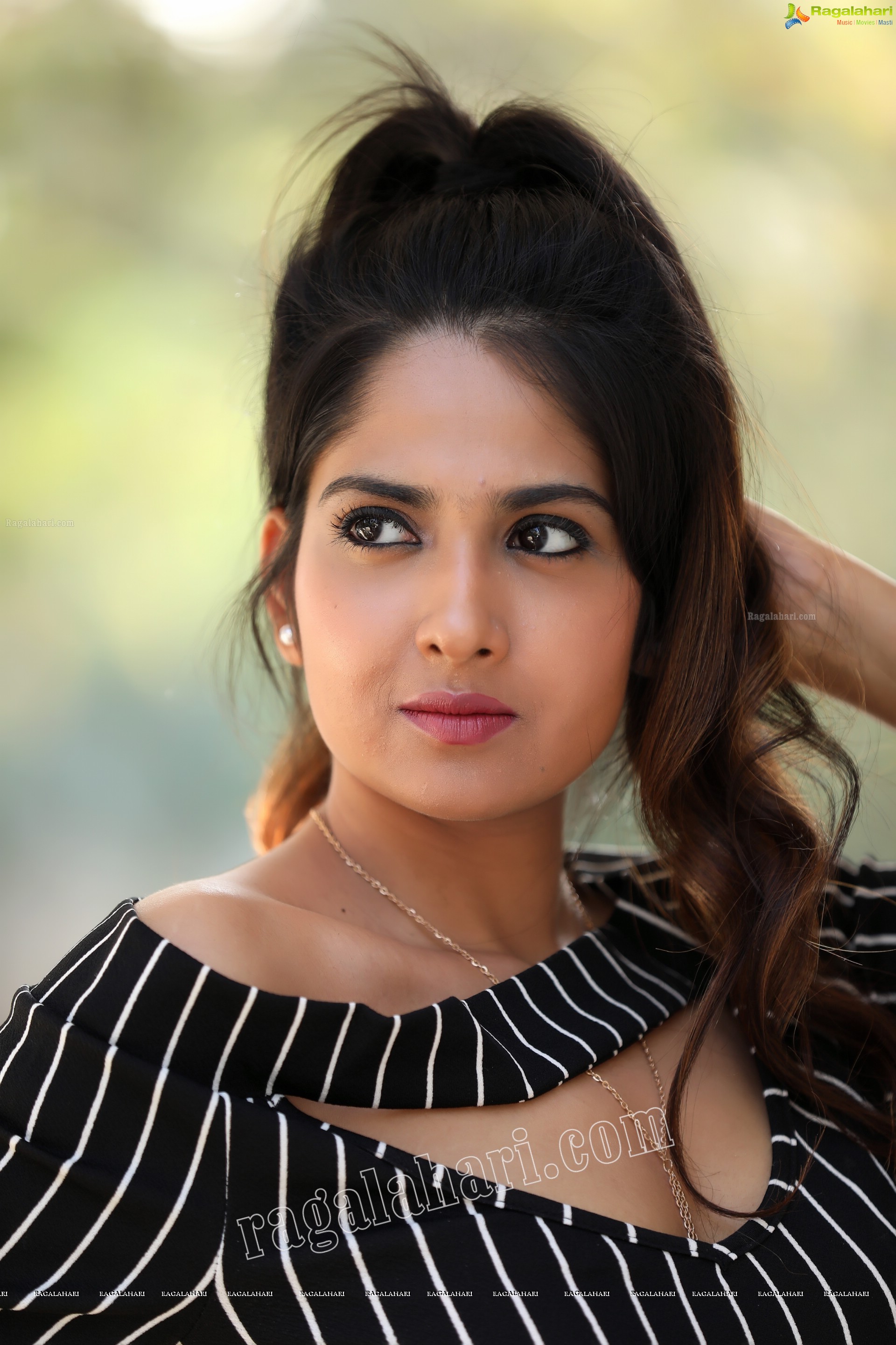 Simar Singh in Black Stripped Cutout Top and Jeans Exclusive Photo Shoot