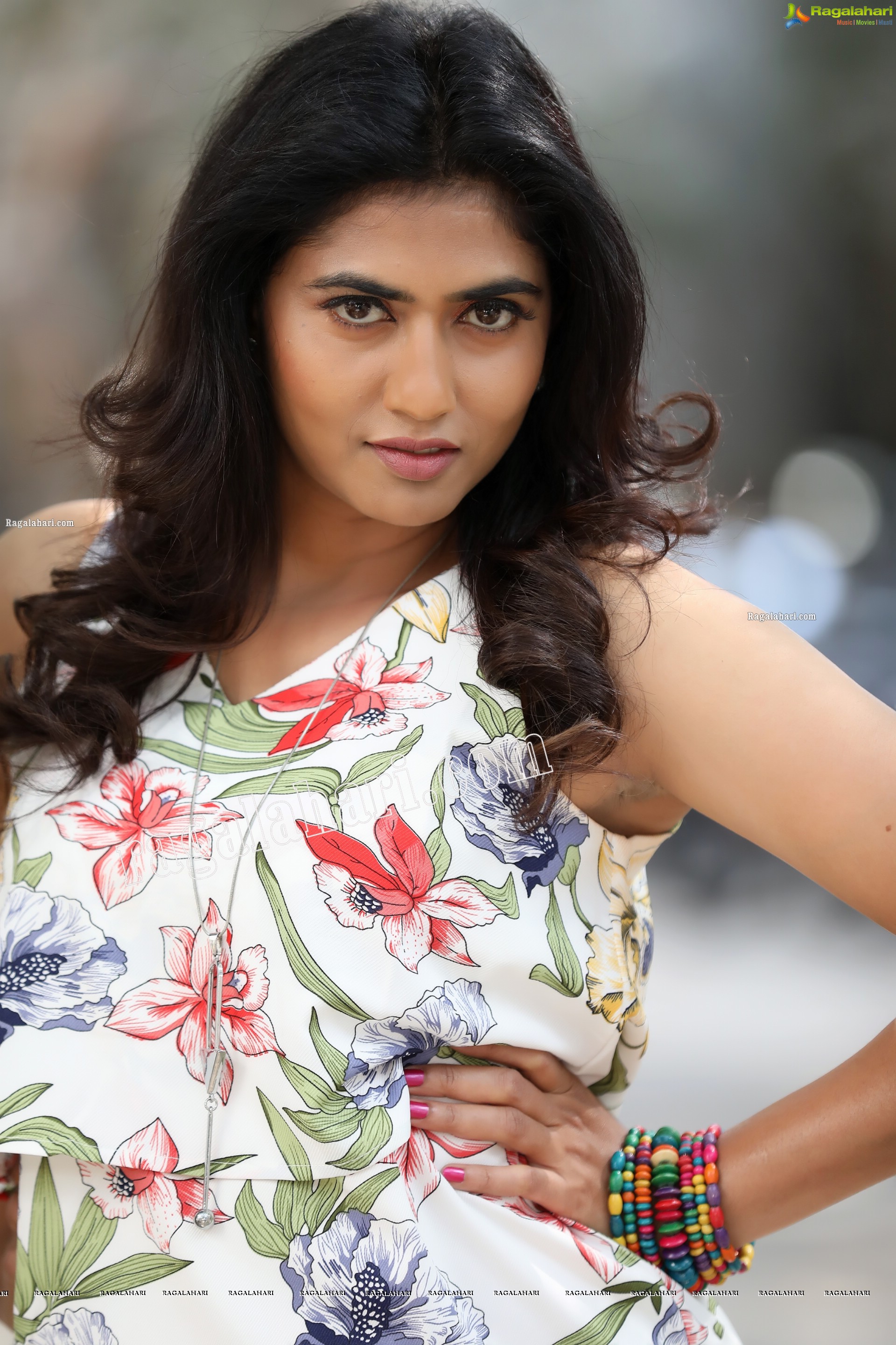 Raja Kumari YN in White Floral Printed Top and Jeans Exclusive Photo Shoot