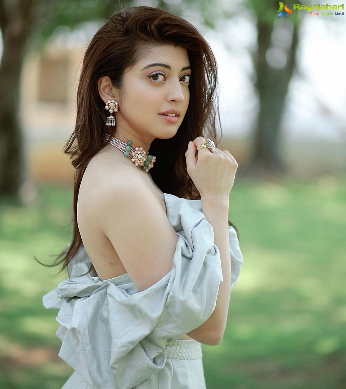 Pranitha Subhash in Pale Blue One Shoulder Dress Photo Shoot