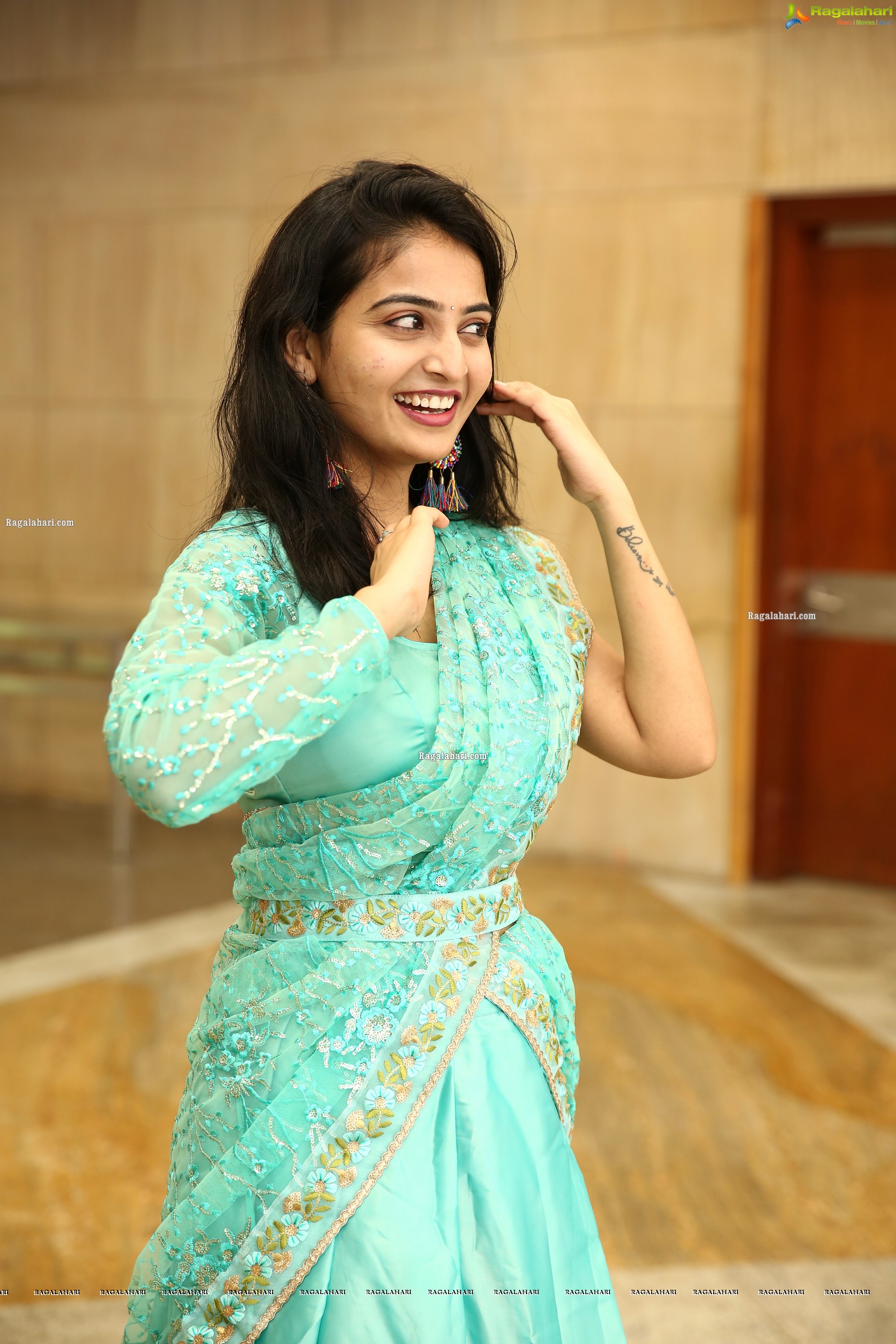 Ananya Nagalla in Cyan Blue Lehenga Choli, HD Photo Gallery