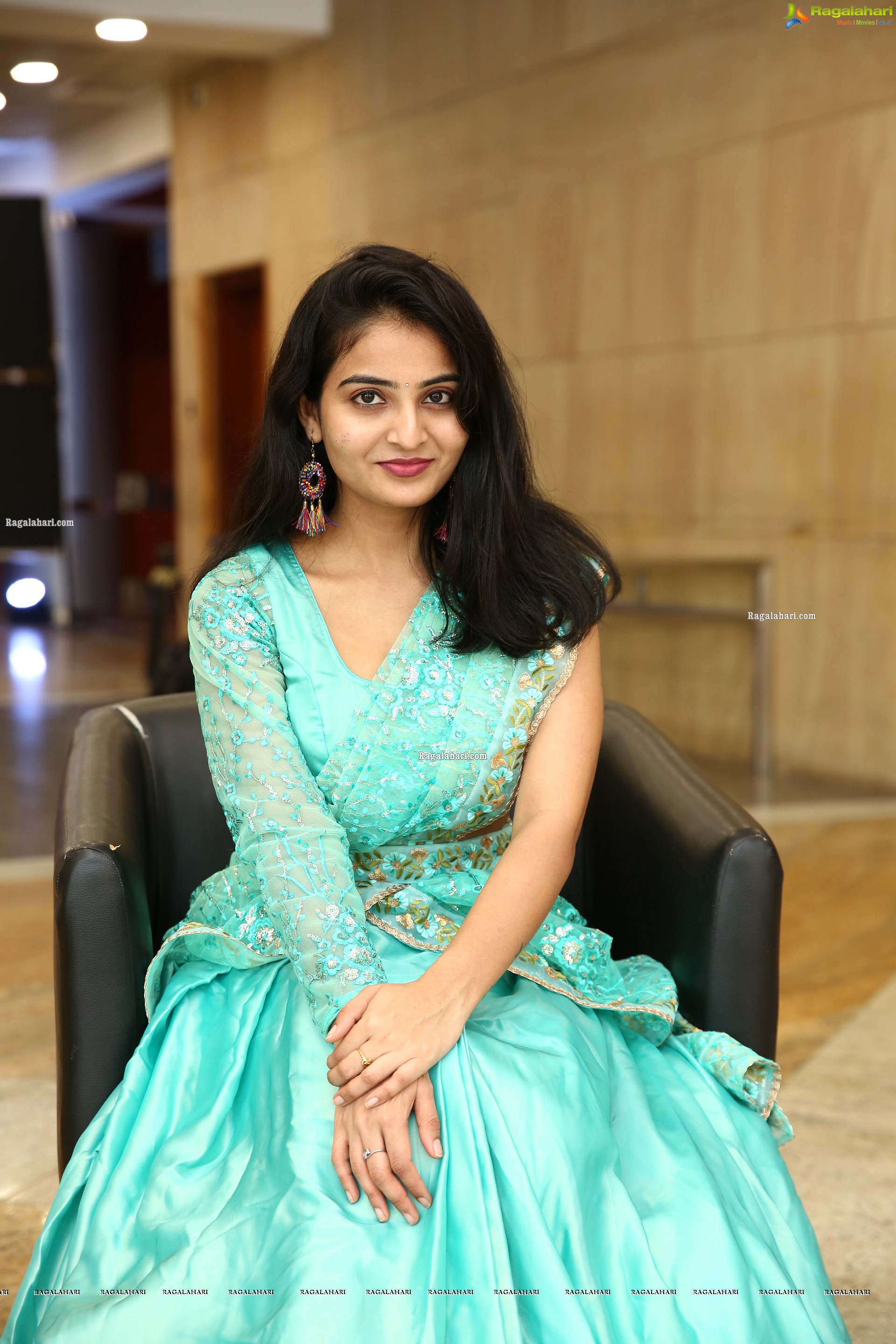 Ananya Nagalla in Cyan Blue Lehenga Choli, HD Photo Gallery