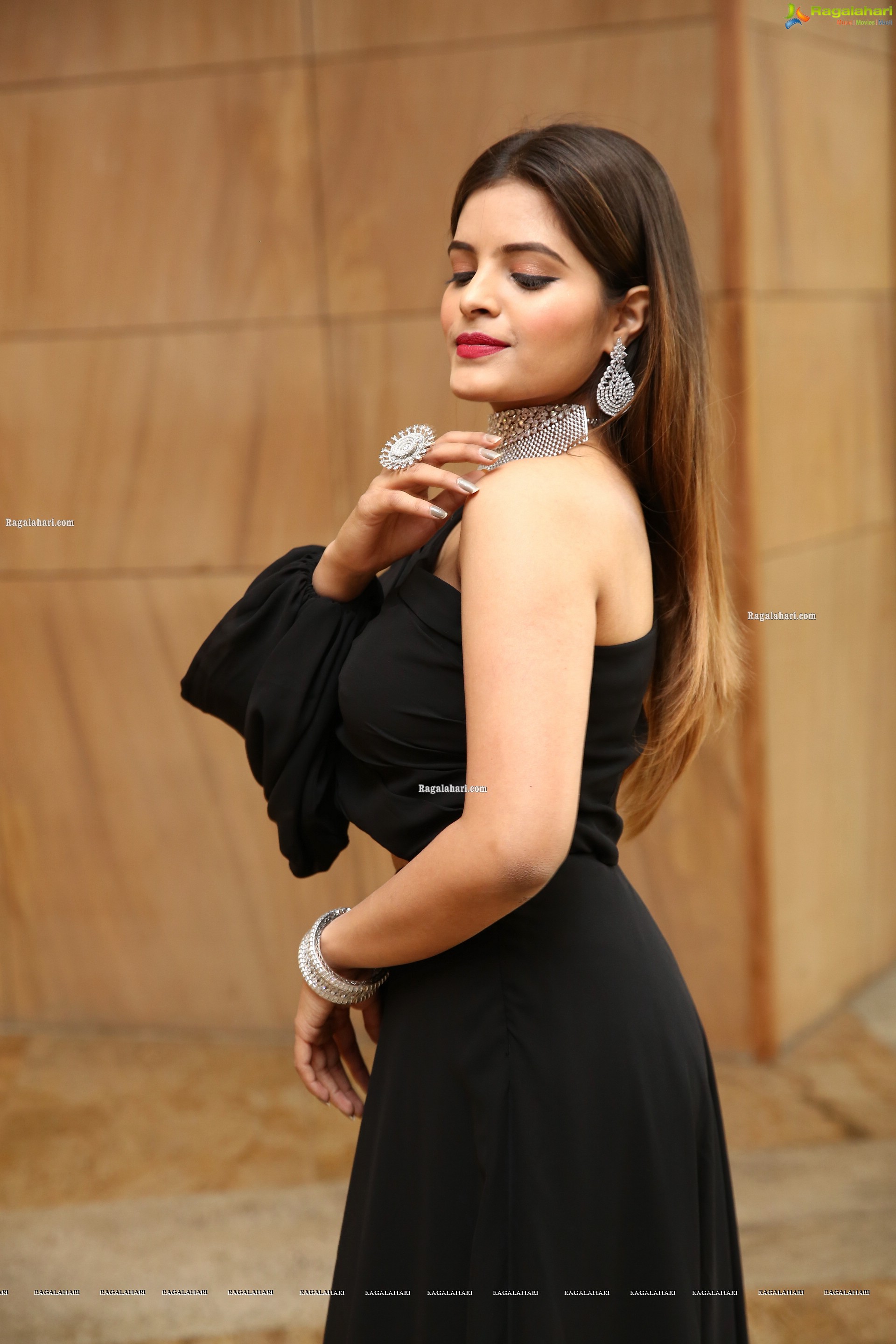 Kusumm in Black Designer Dress, HD Photo Gallery