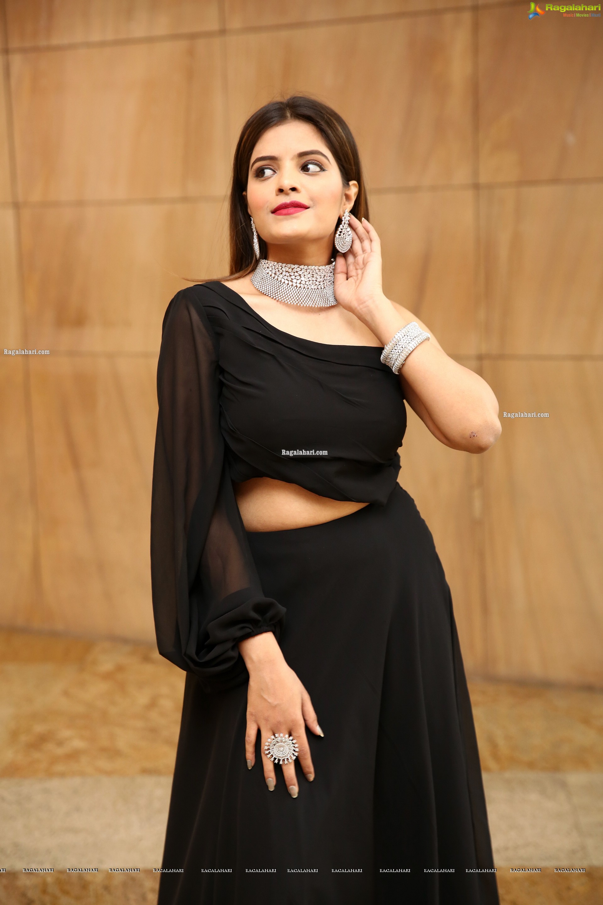 Kusumm in Black Designer Dress, HD Photo Gallery