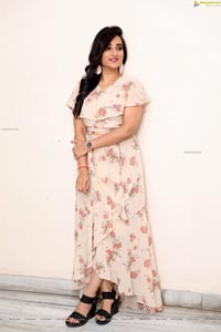 Madhu Krishnan in Beige Floral Frill Dress