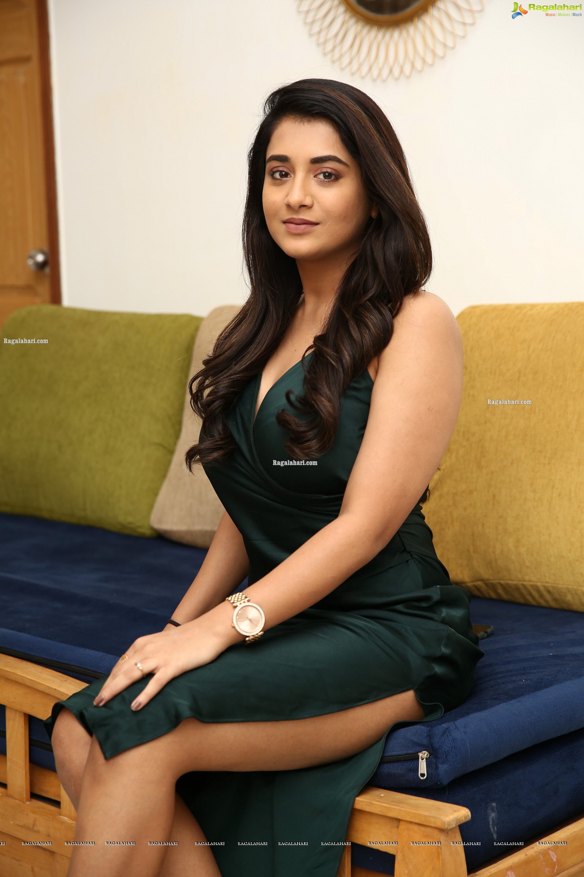 Rashi Singh in Bottle Green Wrap Front Dress, HD Photo Gallery