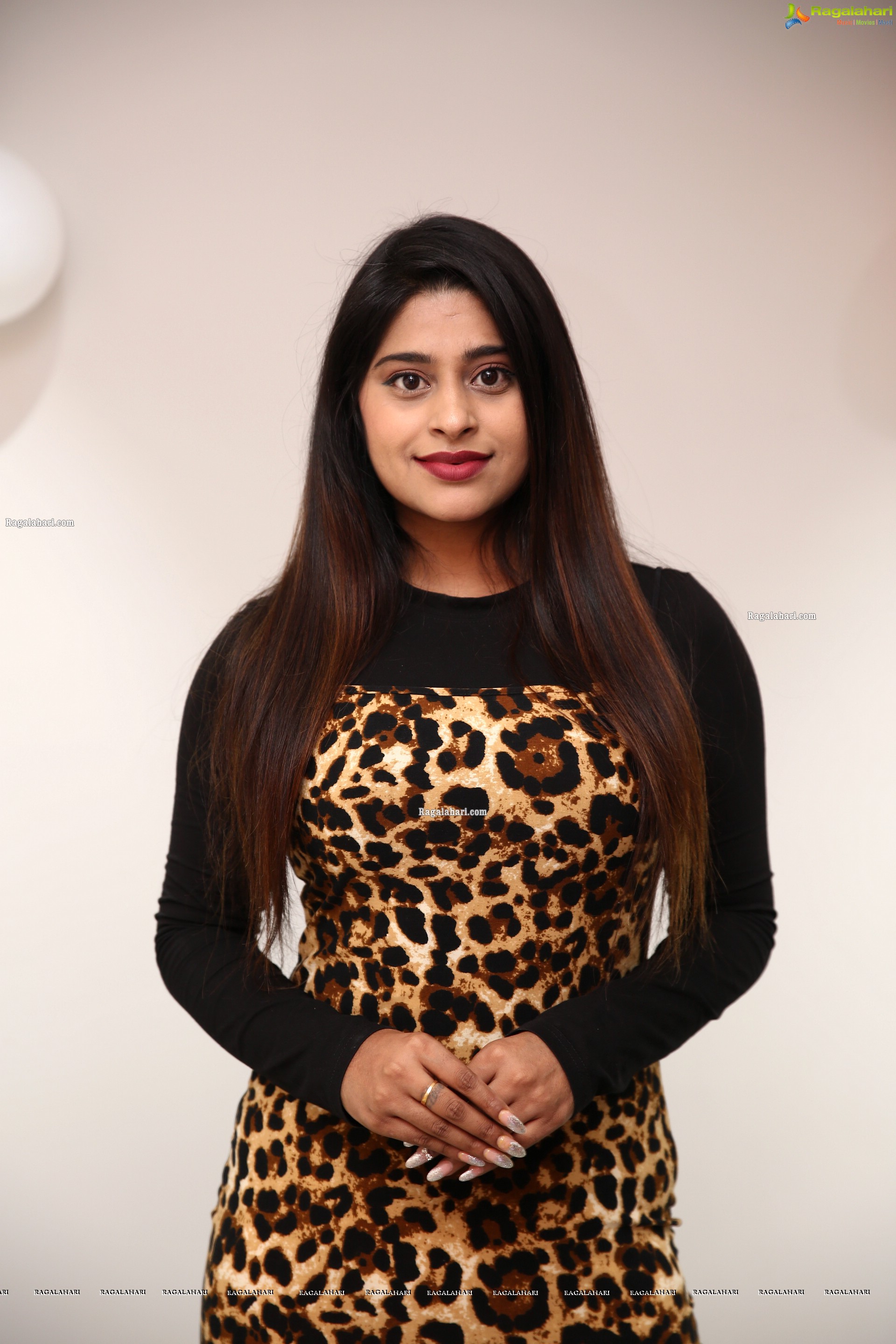 Shravani Varma in Cheetah Print Dress, HD Photo Gallery