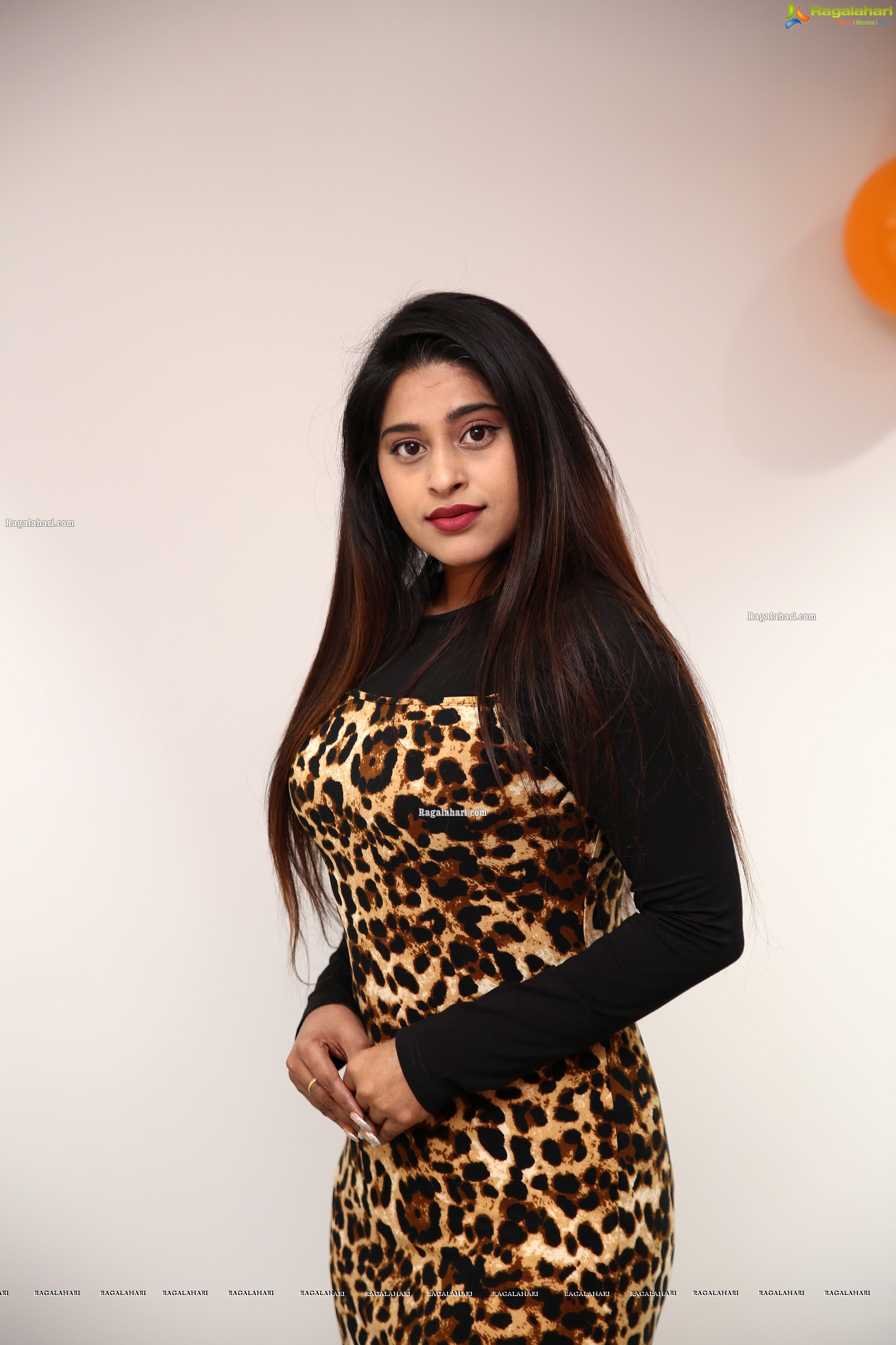 Shravani Varma in Cheetah Print Dress, HD Photo Gallery