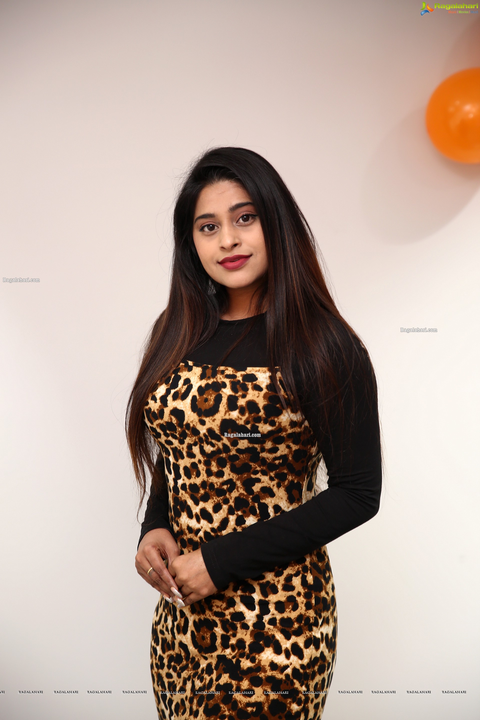 Shravani Varma in Cheetah Print Dress, HD Photo Gallery