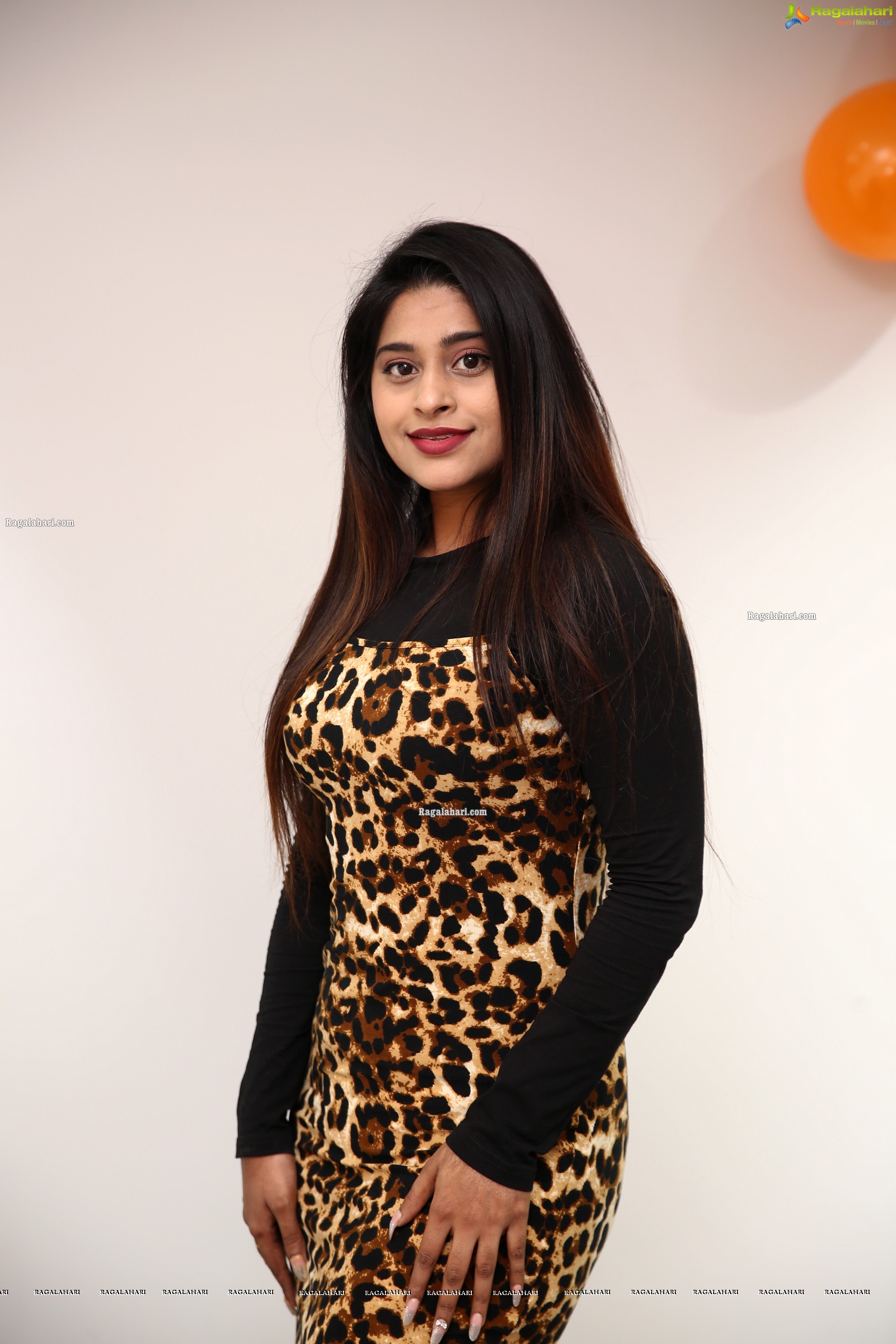 Shravani Varma in Cheetah Print Dress, HD Photo Gallery