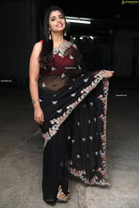 Anchor Shyamala in Black Georgette Saree