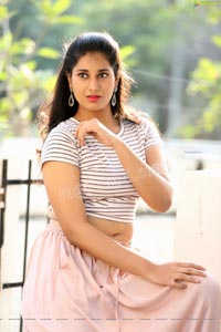 Akhila Ram in Pastel Pink Skirt and Stripes Top