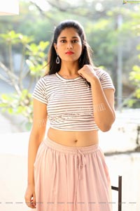 Akhila Ram in Pastel Pink Skirt and Stripes Top