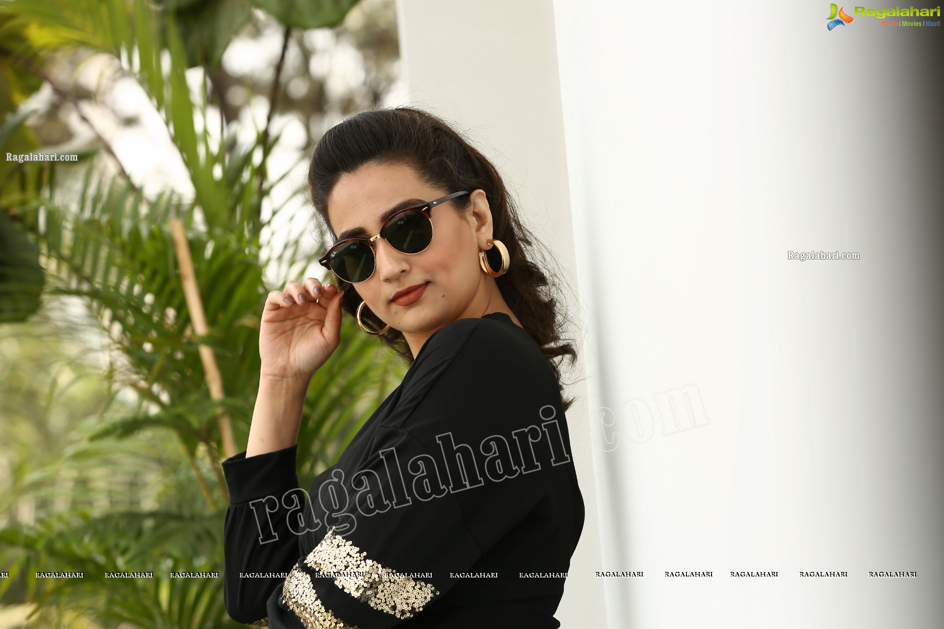 Manjusha in Black Tie Front Top and Jeans, Exclusive Studio Shoot