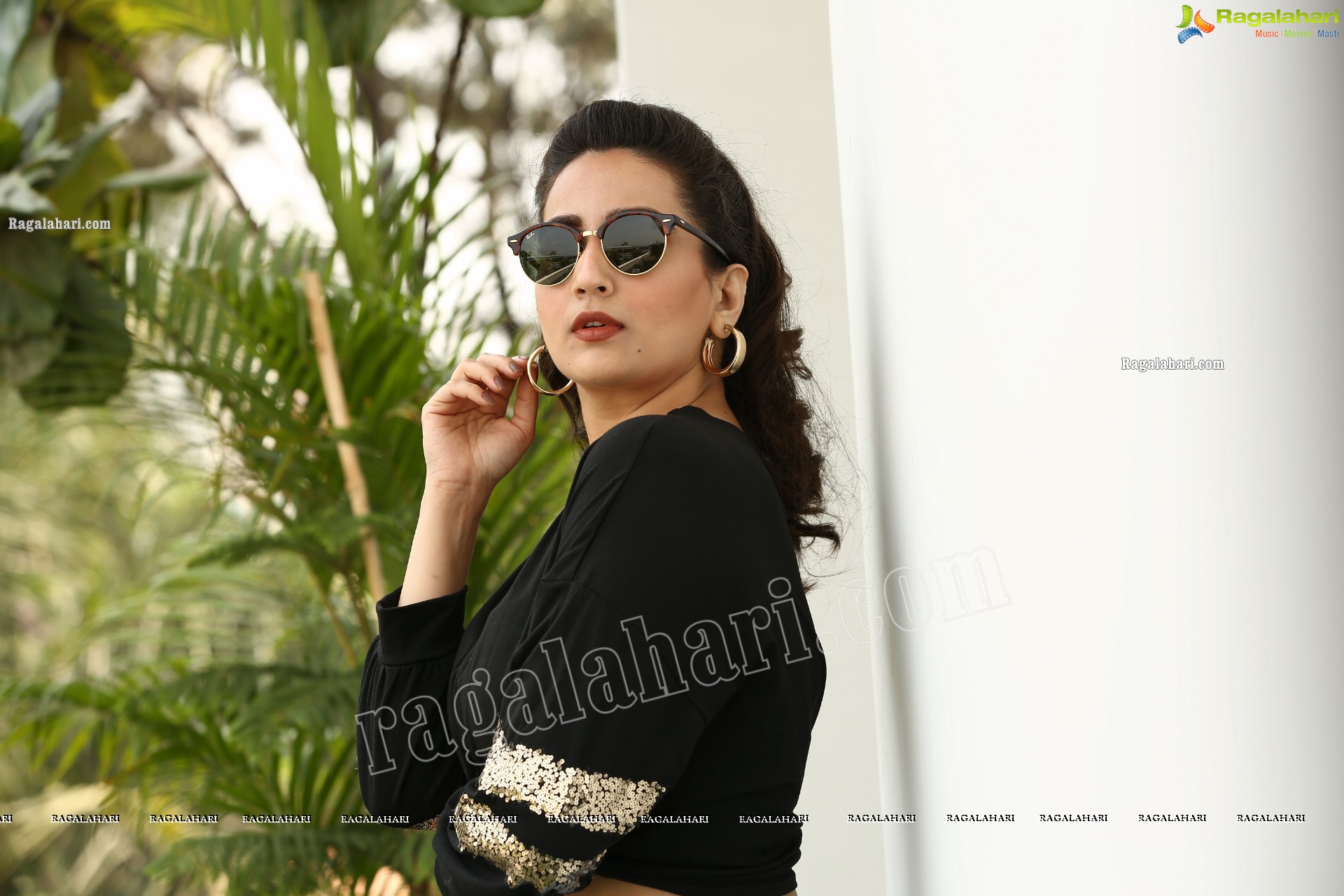 Manjusha in Black Tie Front Top and Jeans, Exclusive Studio Shoot