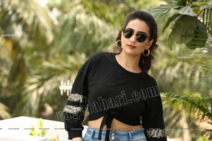 Manjusha in Black Tie Front Top and Jeans