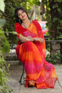 Shabeena Shaik in Beautiful Yellow and Pink Saree