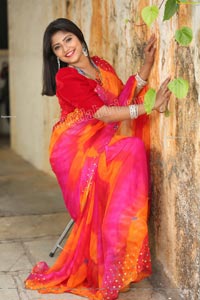 Shabeena Shaik in Beautiful Yellow and Pink Saree