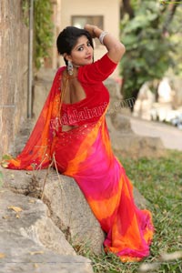 Shabeena Shaik in Beautiful Yellow and Pink Saree